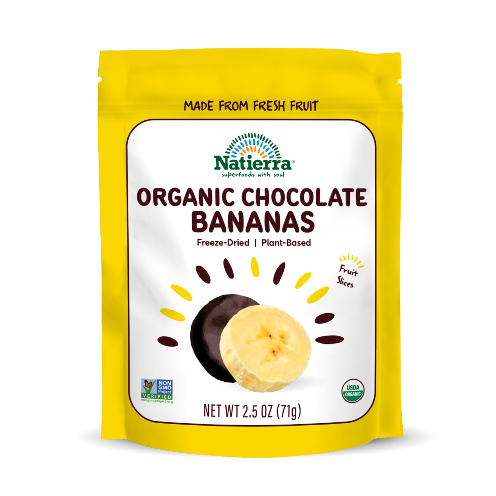 Natierra Organic Chocolate Covered Freeze-Dried Banana Slices, 2.5 oz