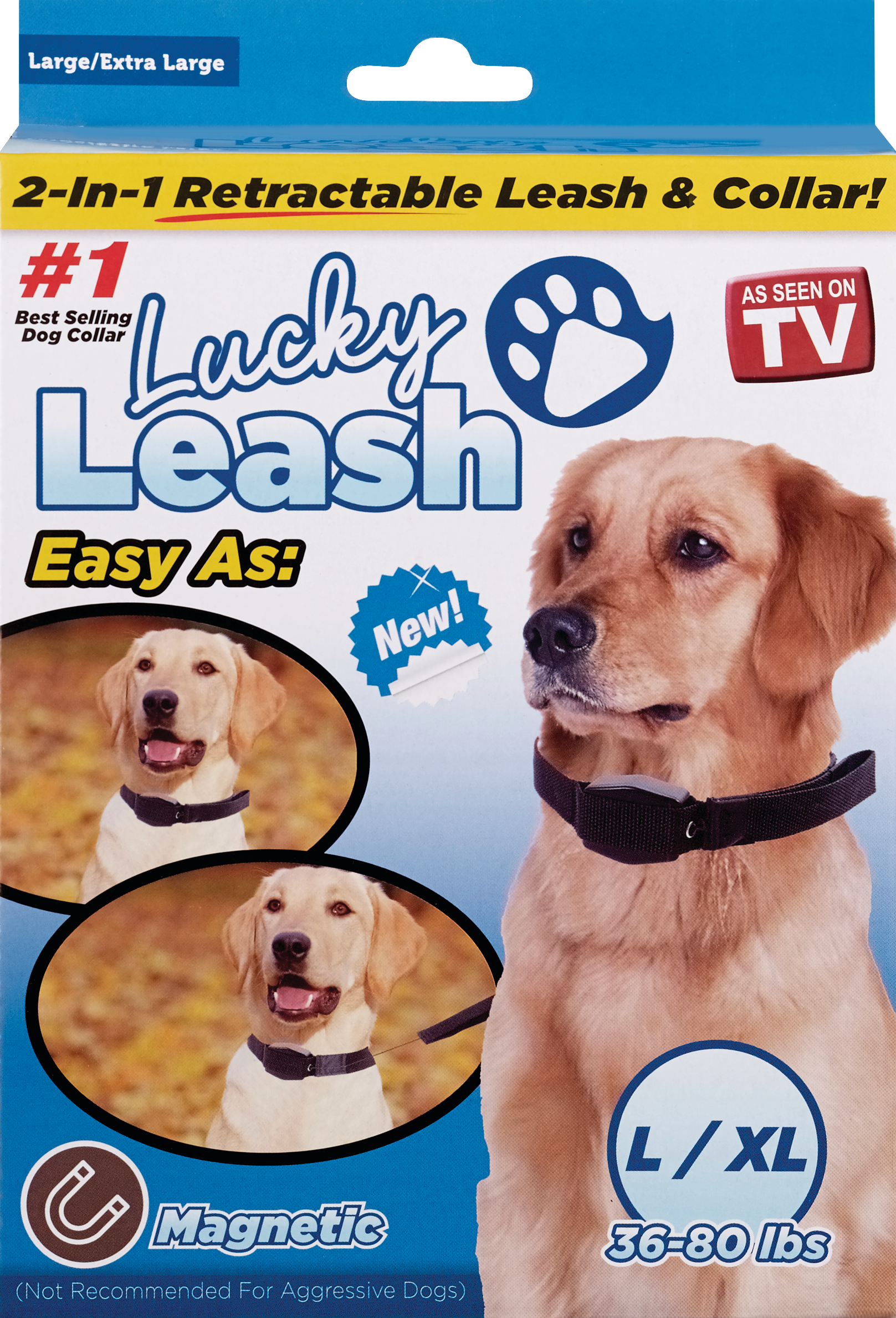 Lucky Leash 2-in-1 Retractable Leash & Collar, L/XL