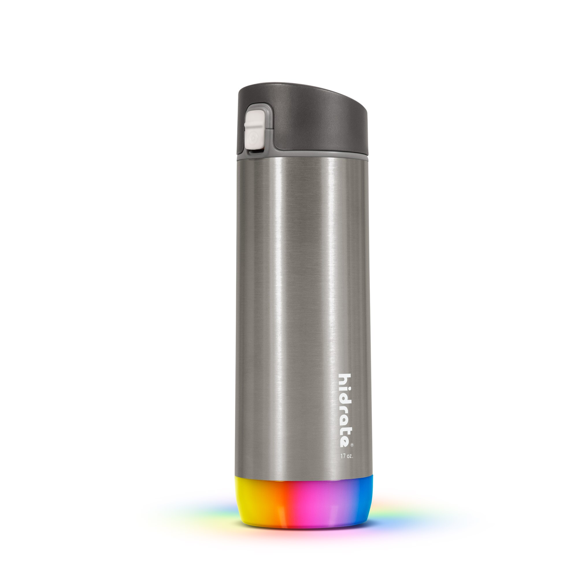 HidrateSpark Steel LED Chug Tumbler, Brushed Stainless Steel, 17 oz