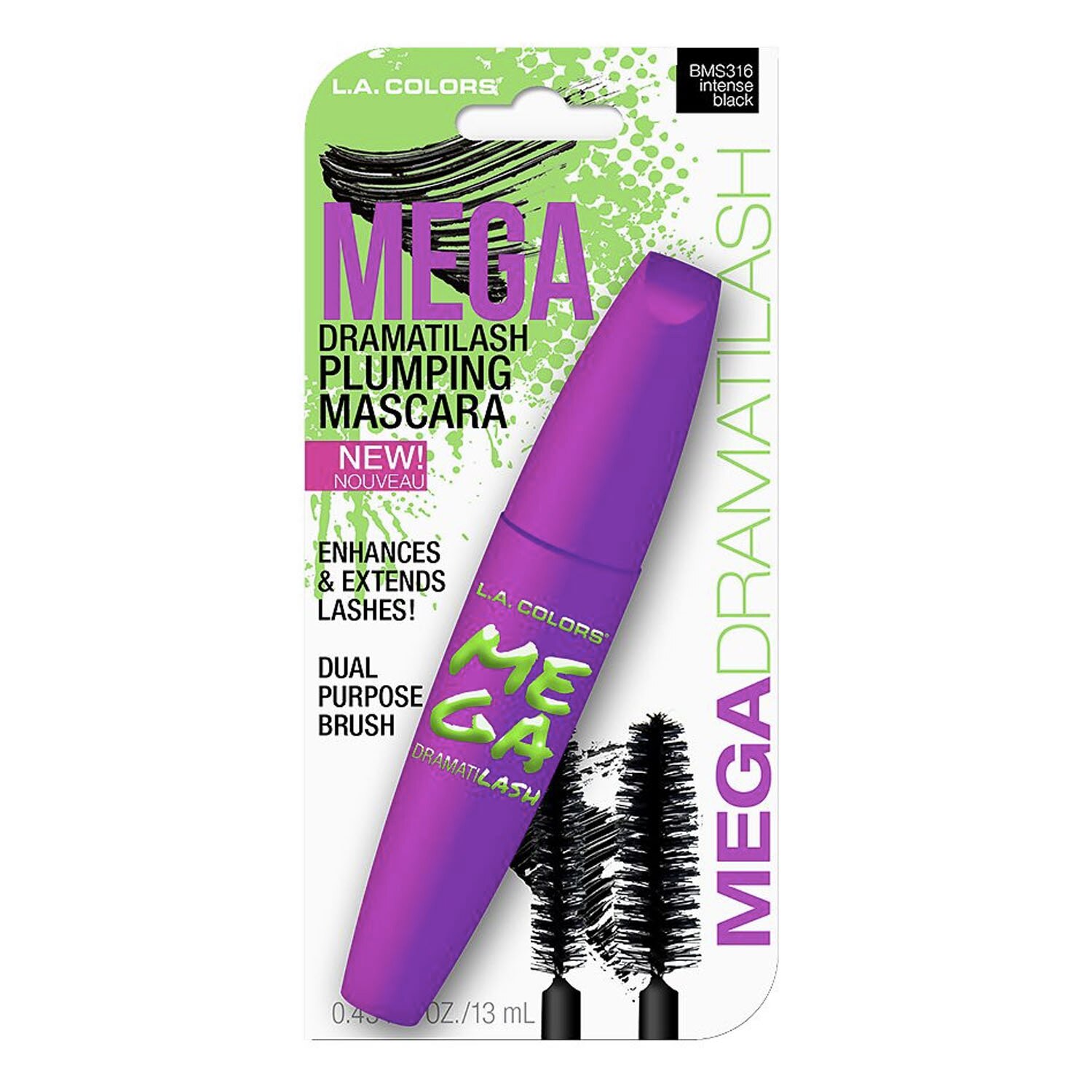 L.A. COLORS Mega Dramatilash Plumping Mascara, Intense Black