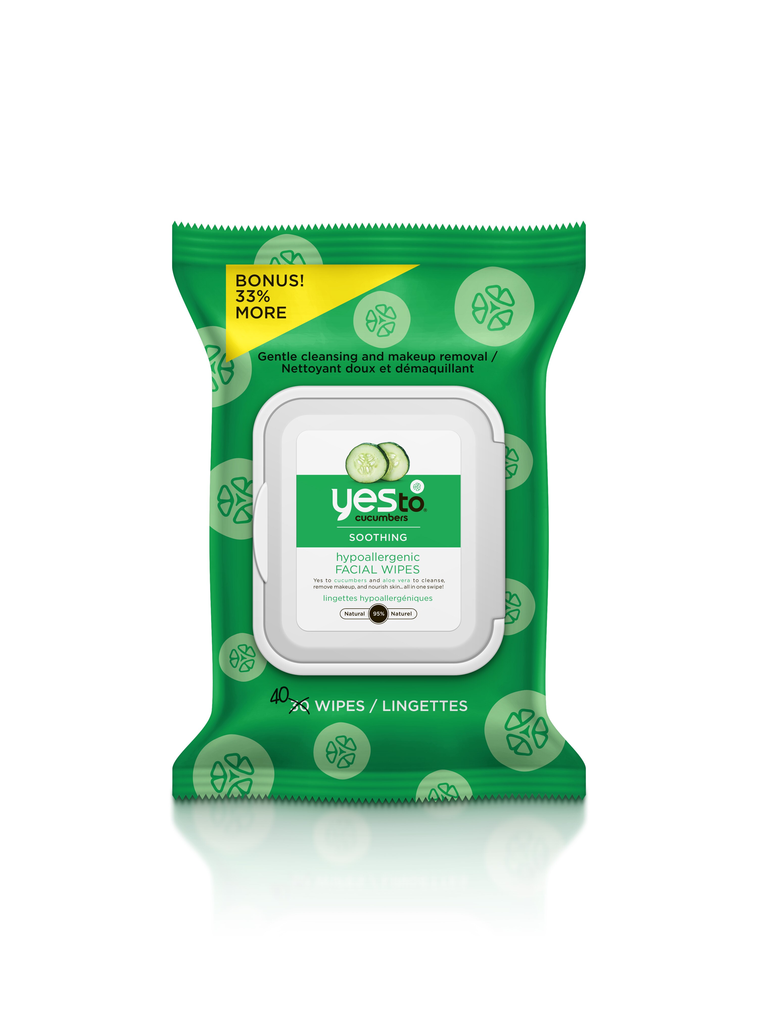 Yes To Cucumbers Facial Wipes, 40CT