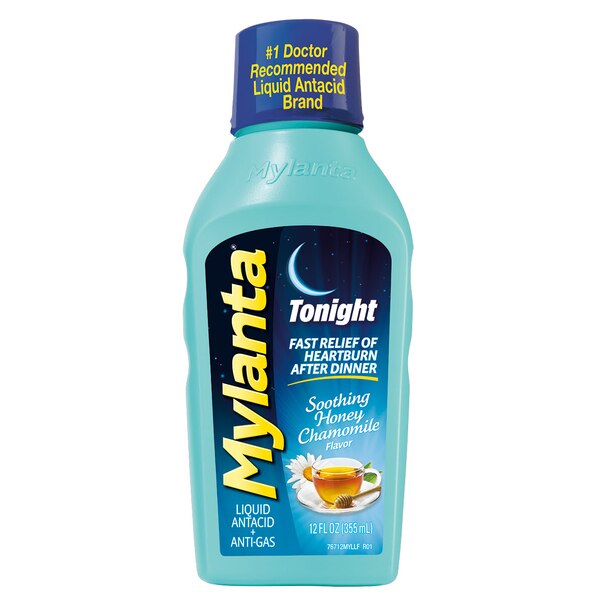 Mylanta Tonight Liquid Antacid + Anti-Gas Relief, Honey Chamomile, 12 FL OZ