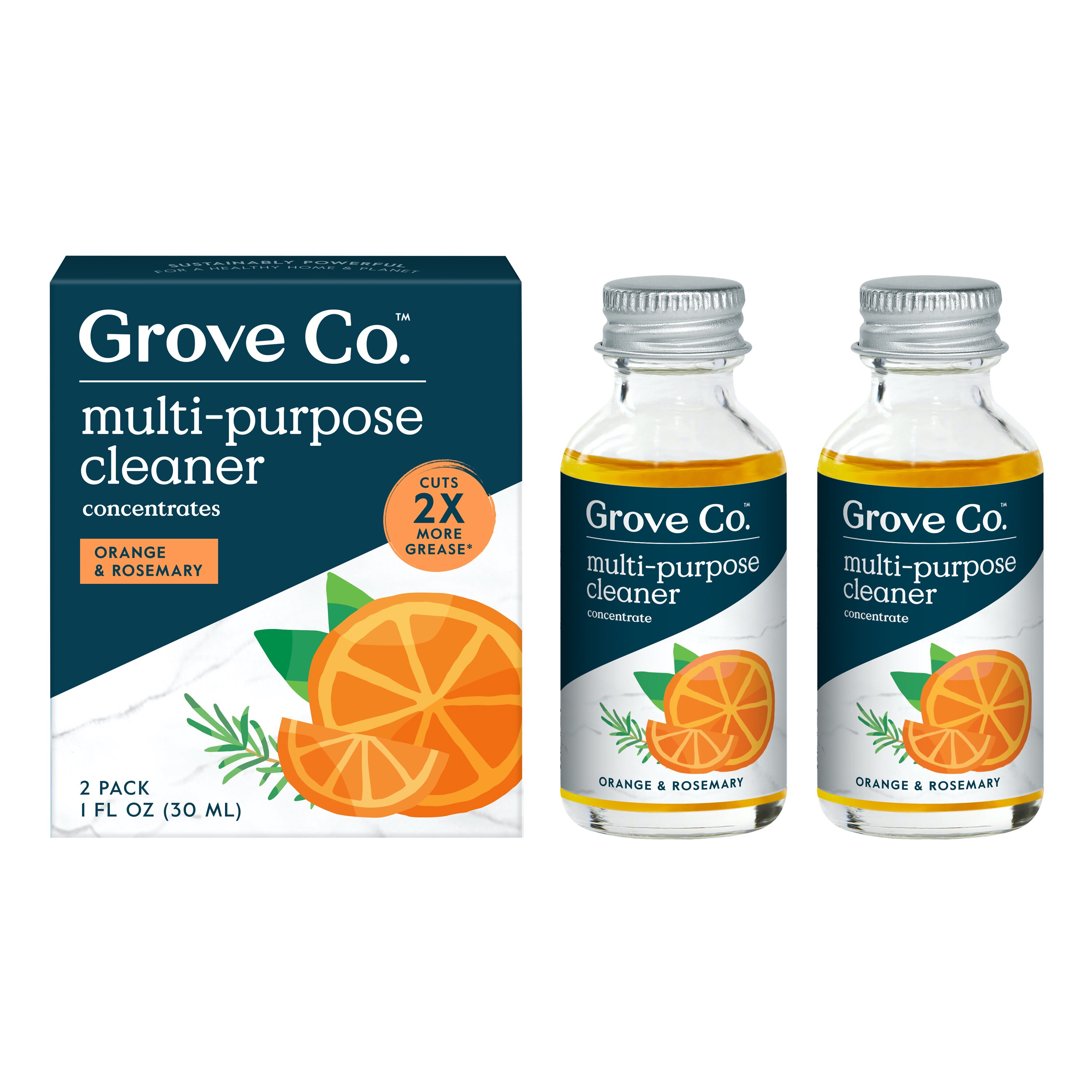 Grove Co. Multi-Purpose Cleaning Concentrate, Orange & Rosemary, 1oz, 2ct