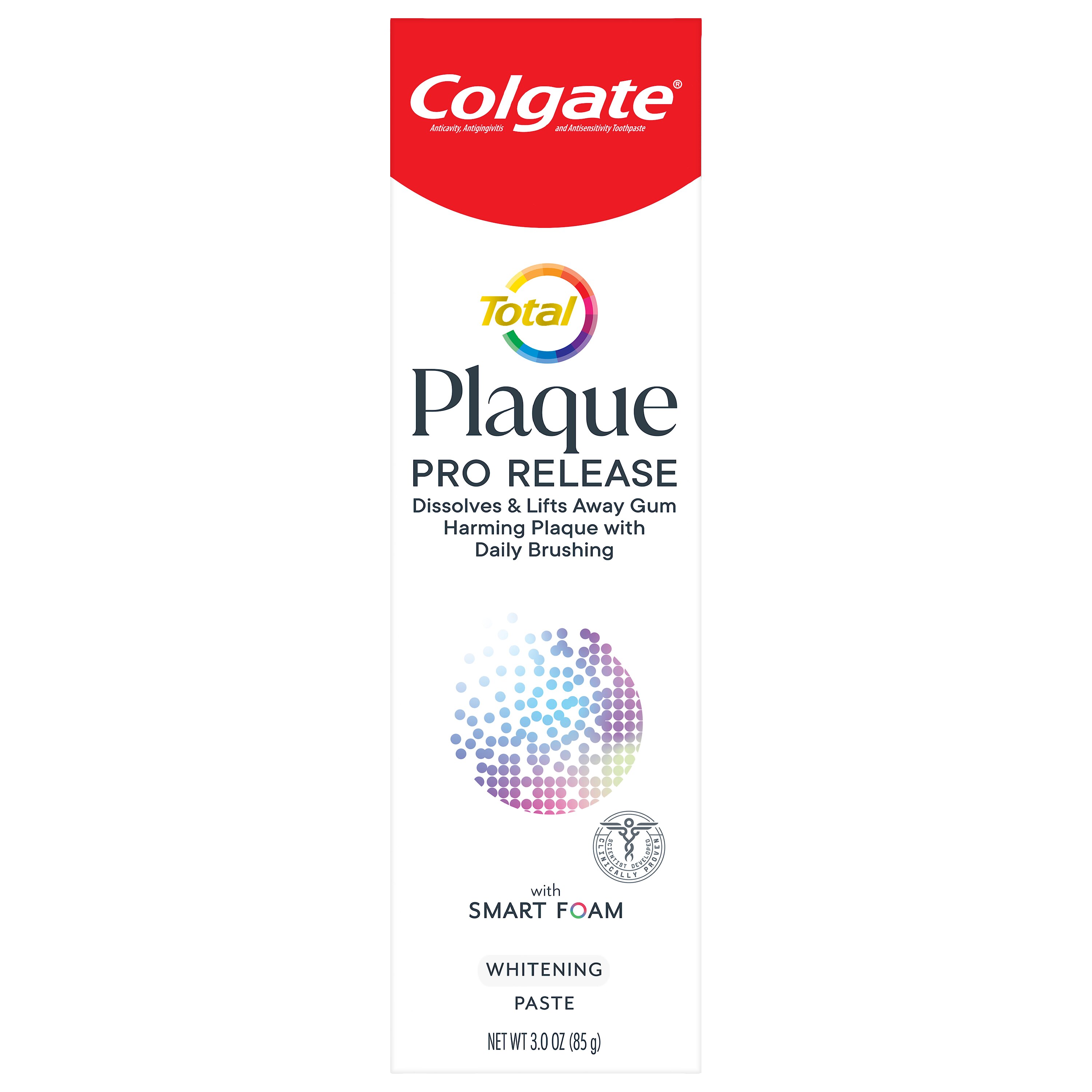 Colgate Total Plaque Pro Release Anticavity, Antigingivitis, and Antisensitivity Whitening Toothpaste, 3.0 OZ