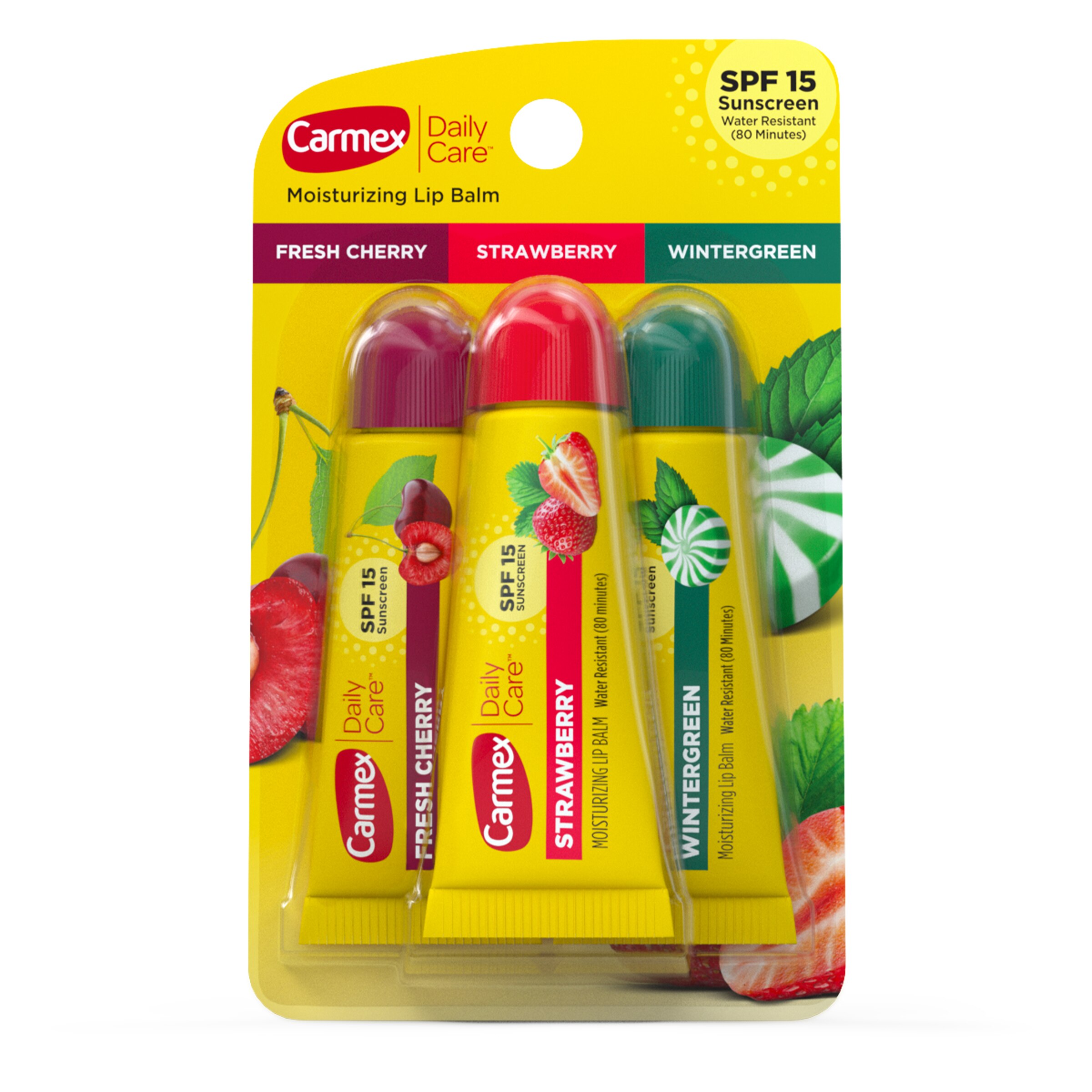 Carmex, Daily Care Moisturizing Lip Balm Tubes with SPF 15, 3 CT