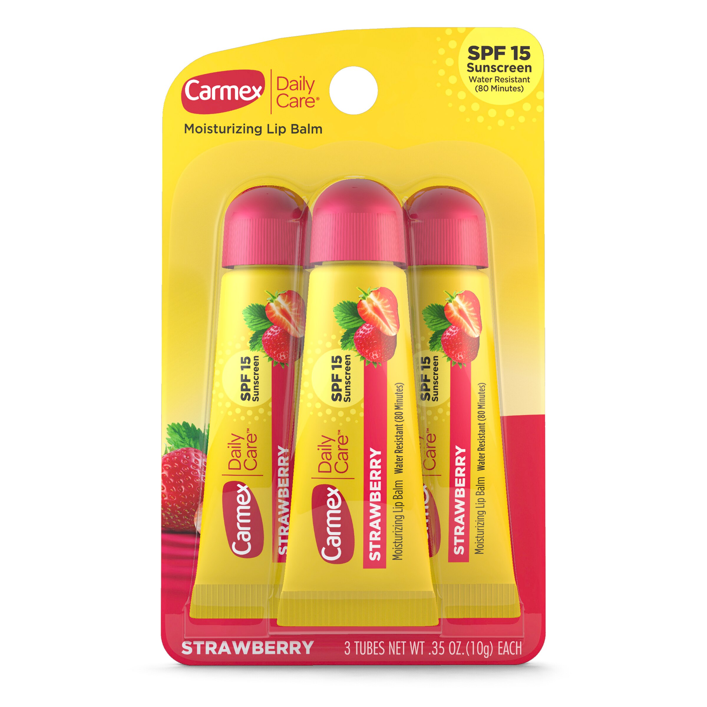 Carmex, Daily Care Moisturizing Lip Balm Tubes with SPF 15, 3 CT