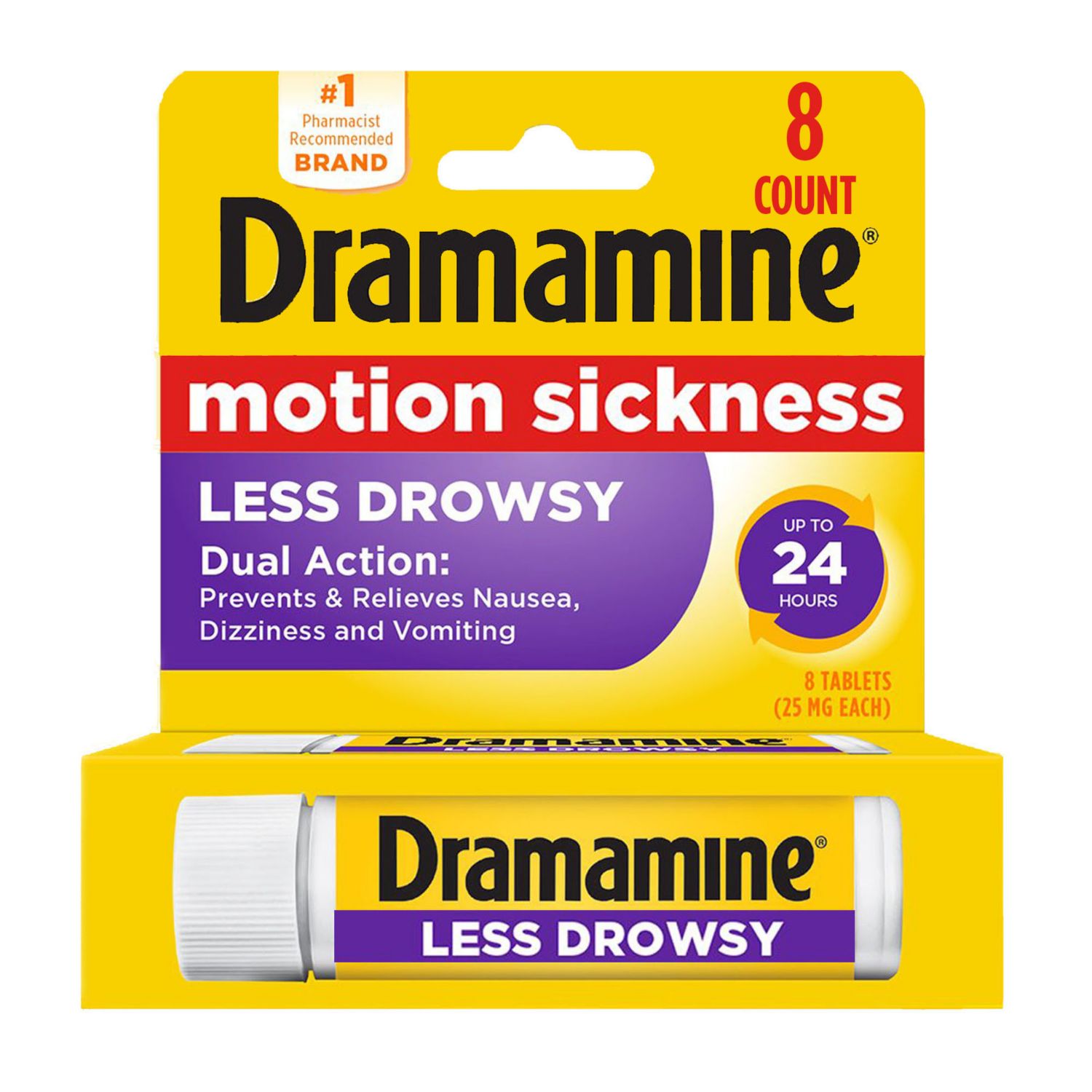 Dramamine Motion Sickness Less Drowsy Tablets, 8 CT