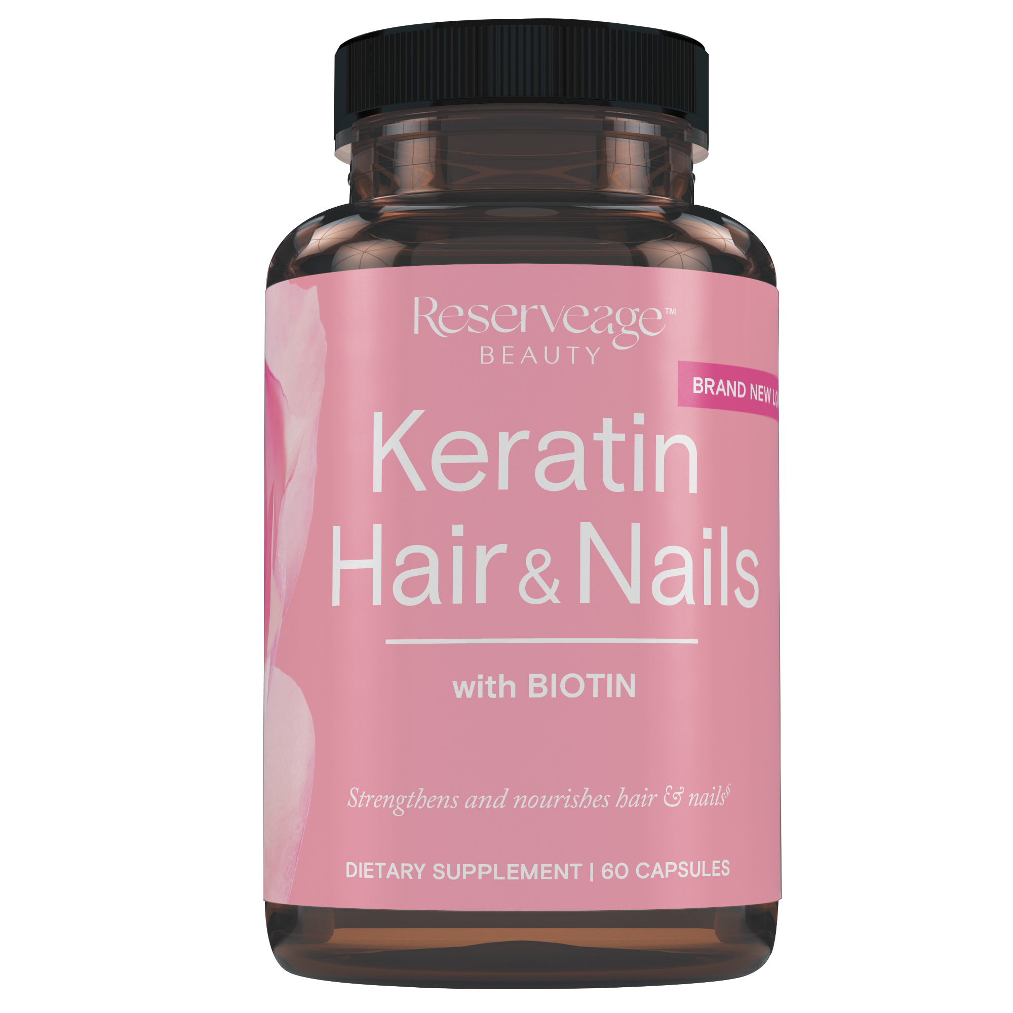 Reserveage Beauty Keratin Hair & Nails with Biotin Capsules, 60 CT