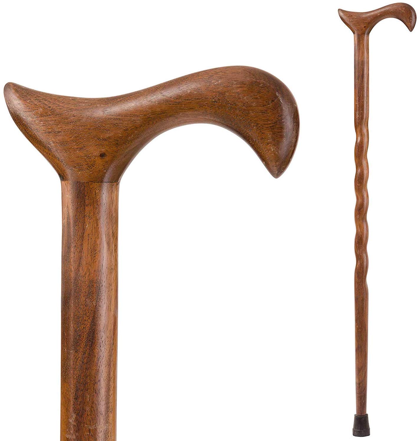 Brazos Twisted Walnut Derby Handcrafted Wood Walking Cane