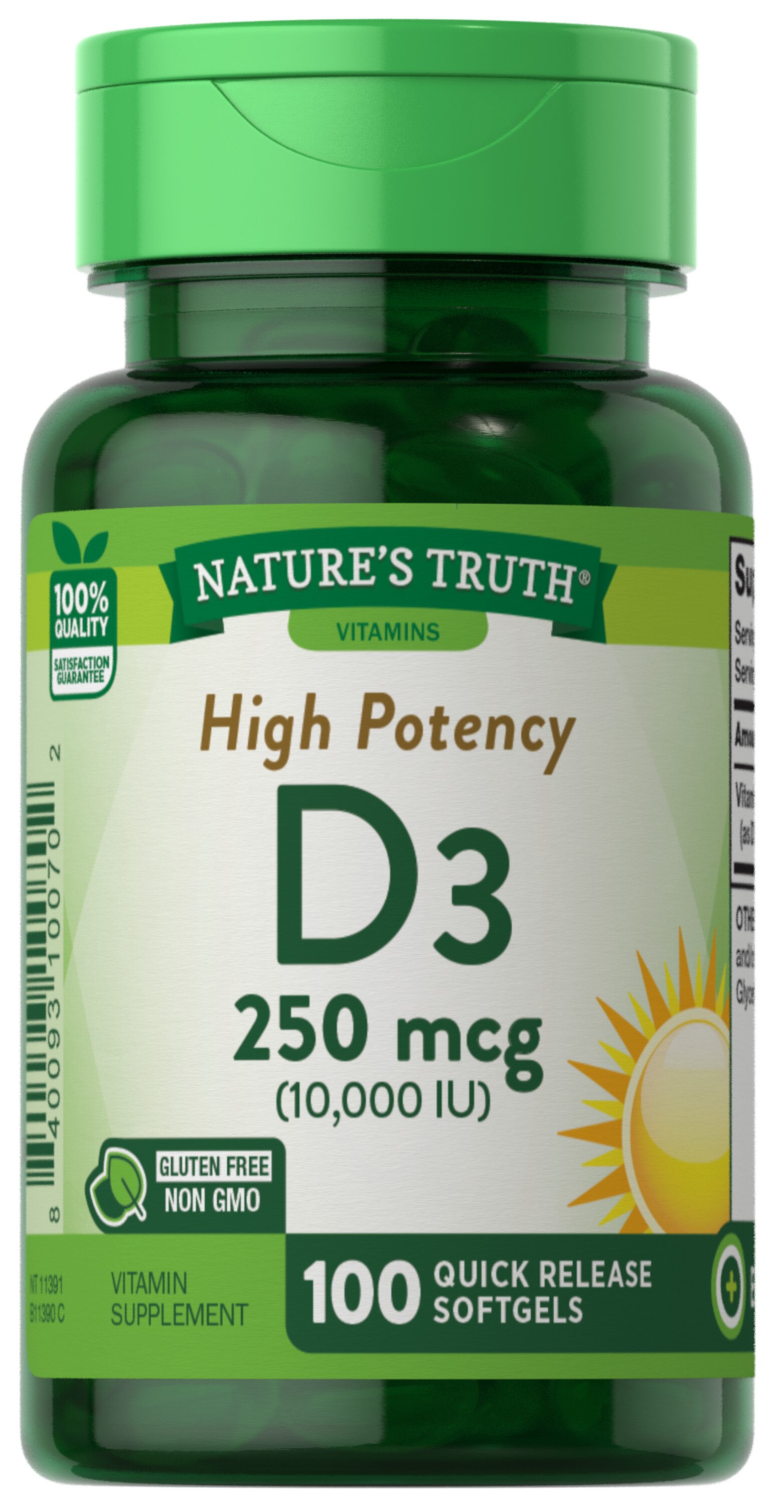 Nature's Truth High Potency Vitamin D Softgels, 250 mcg, 100 CT