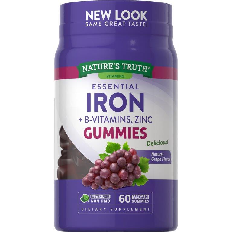 Nature's Truth Essential Iron + B-Vitamins, Zinc Gummies, 60 CT