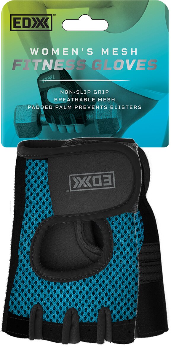 EDX Womens Mesh Fitness Gloves, Blue