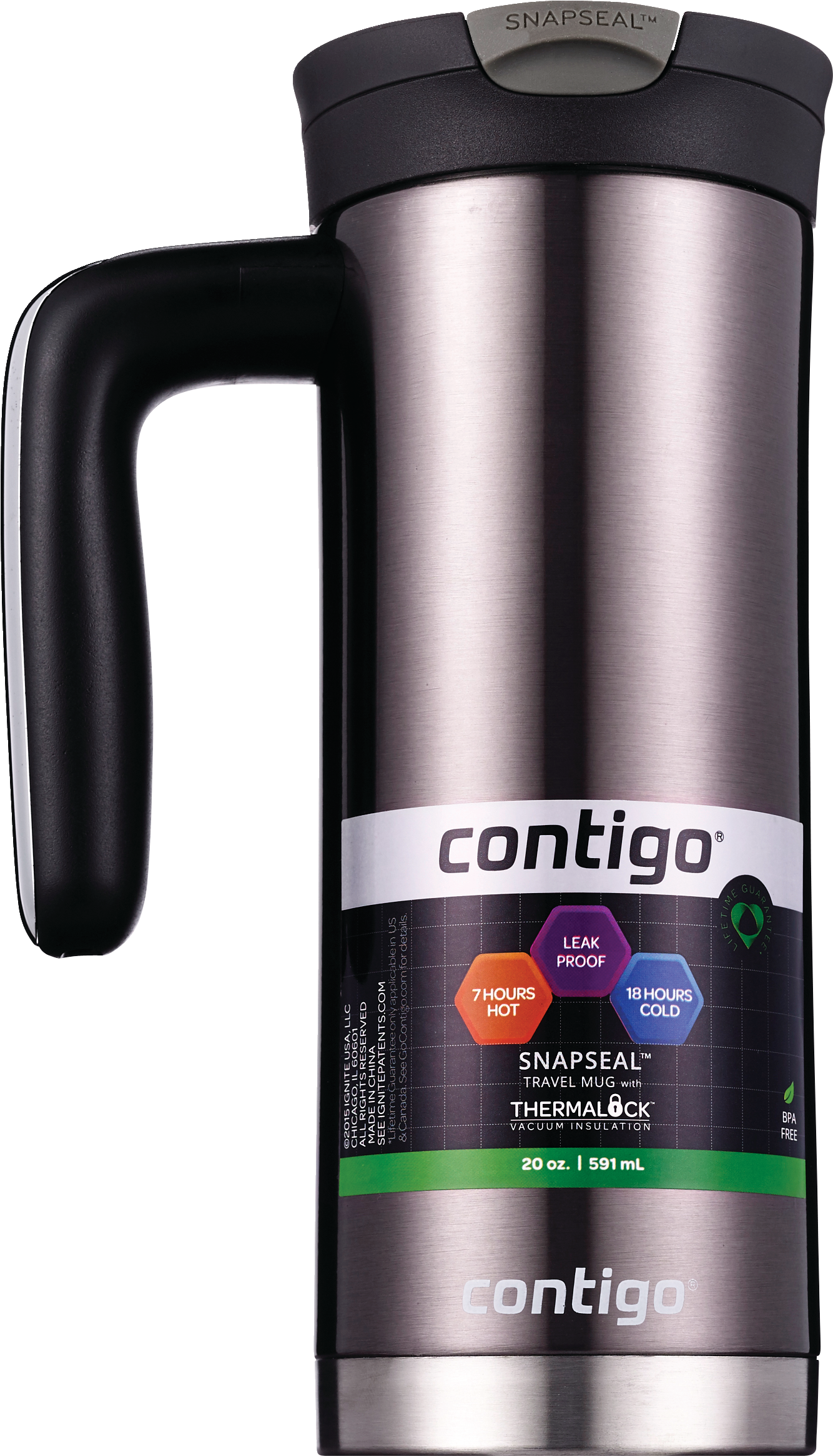 Contigo Snapseal Thermal Travel Mug, 20 OZ, Gunmetal