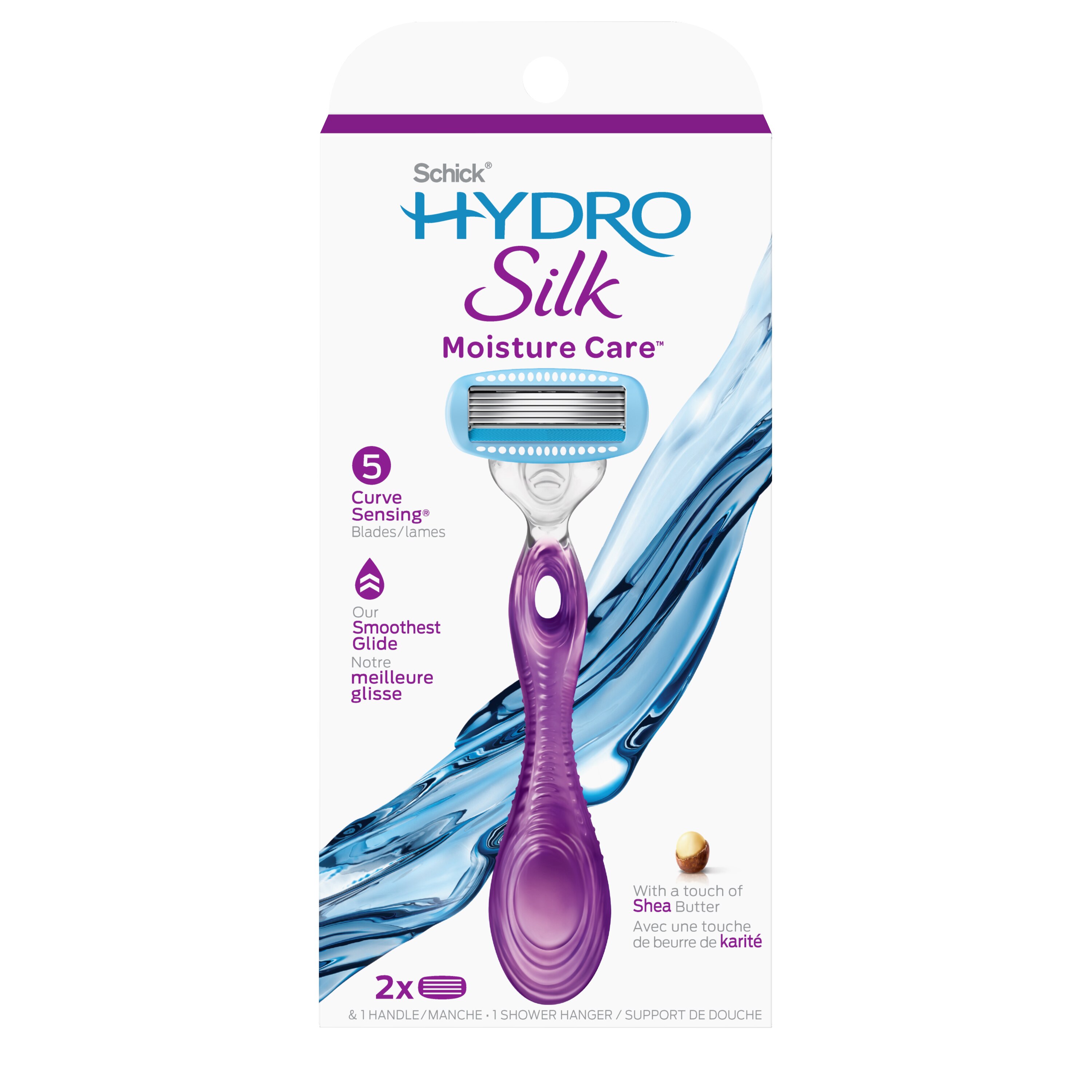 Shick Hydro Silk Moisture Care 5-Blade Razor + 2 Razor Blade Refills