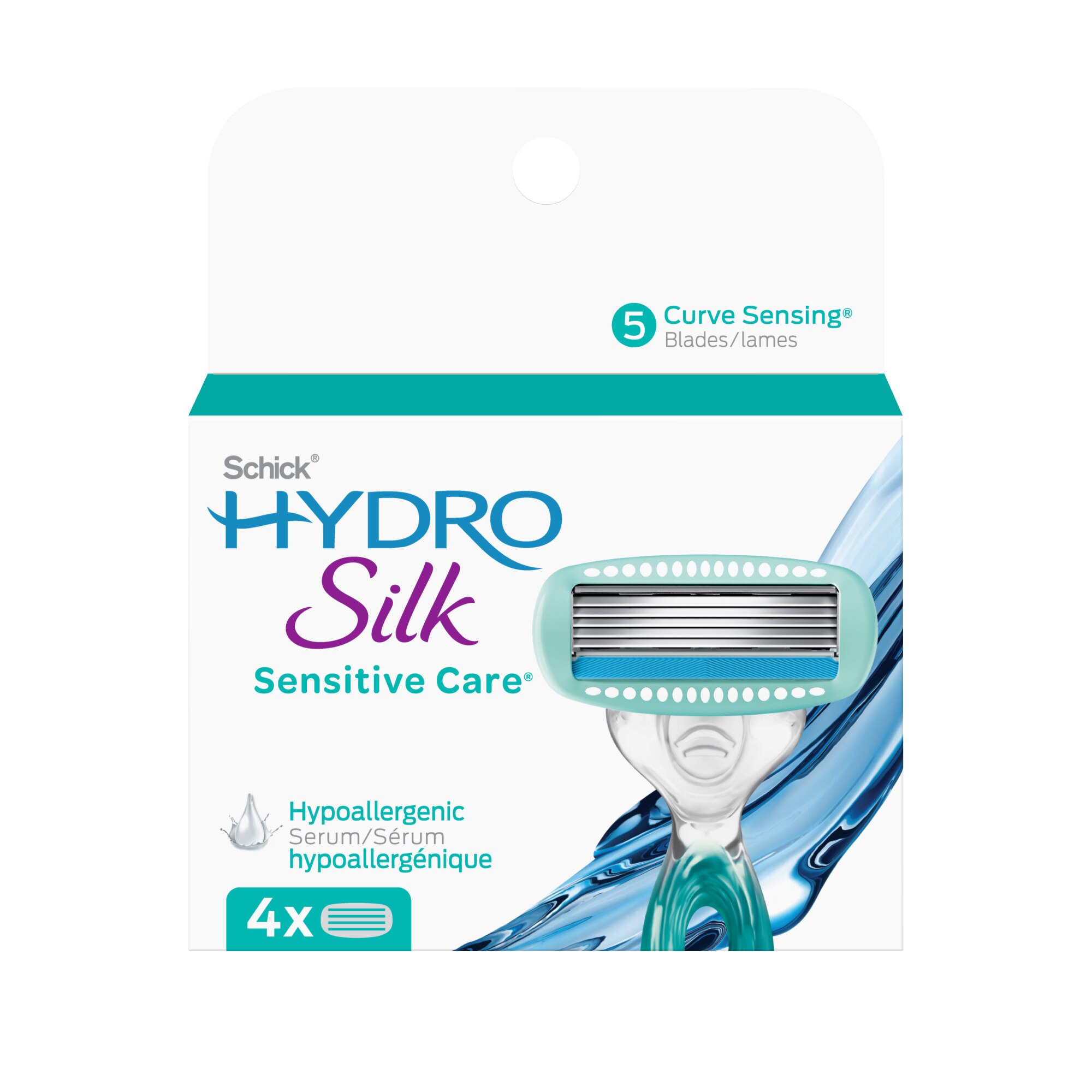 Schick Hydro Silk Sensitive Care 5-Blade Razor Blade Refills, 4 CT