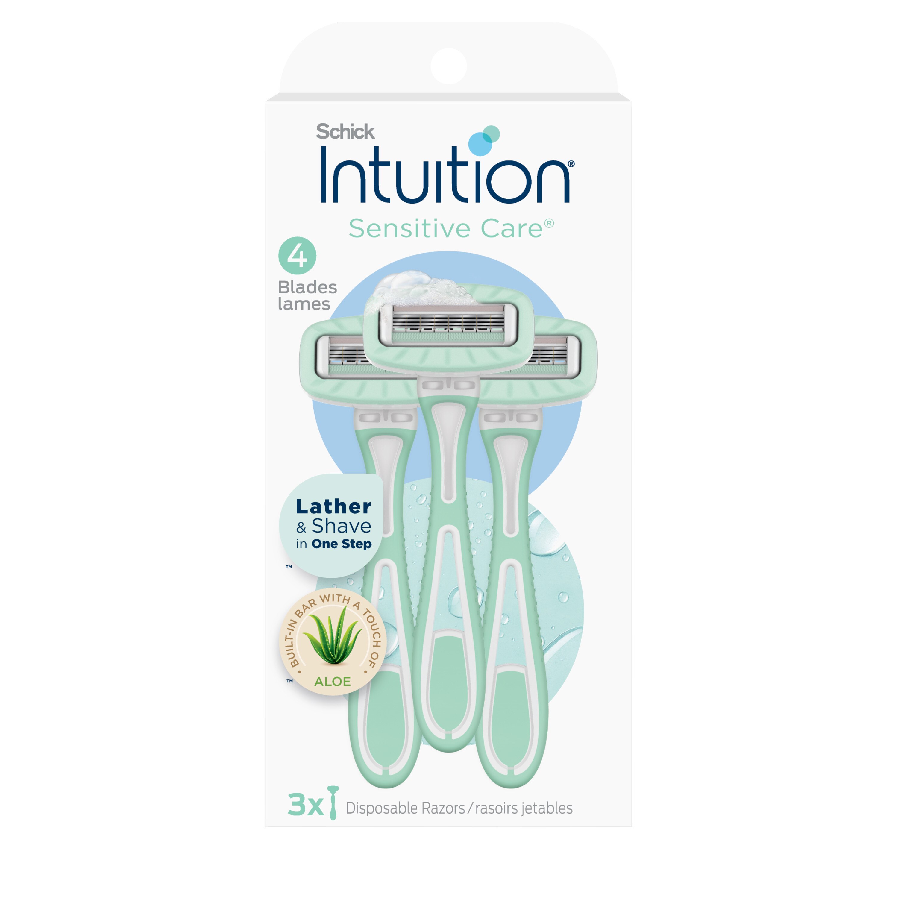 Schick Intuition Sensitive Care 4-Blade Razors, 3 CT