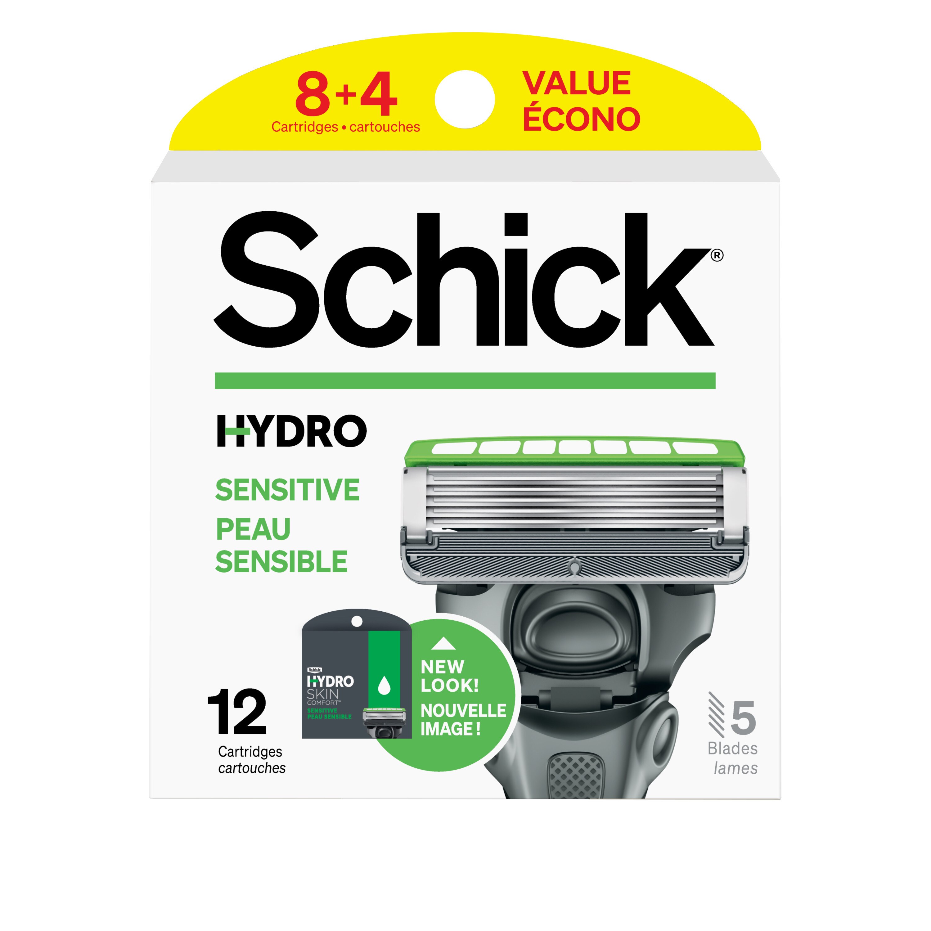 Schick Hydro Sensitive Men's 5-Blade Razor Blade Refills, 12 CT