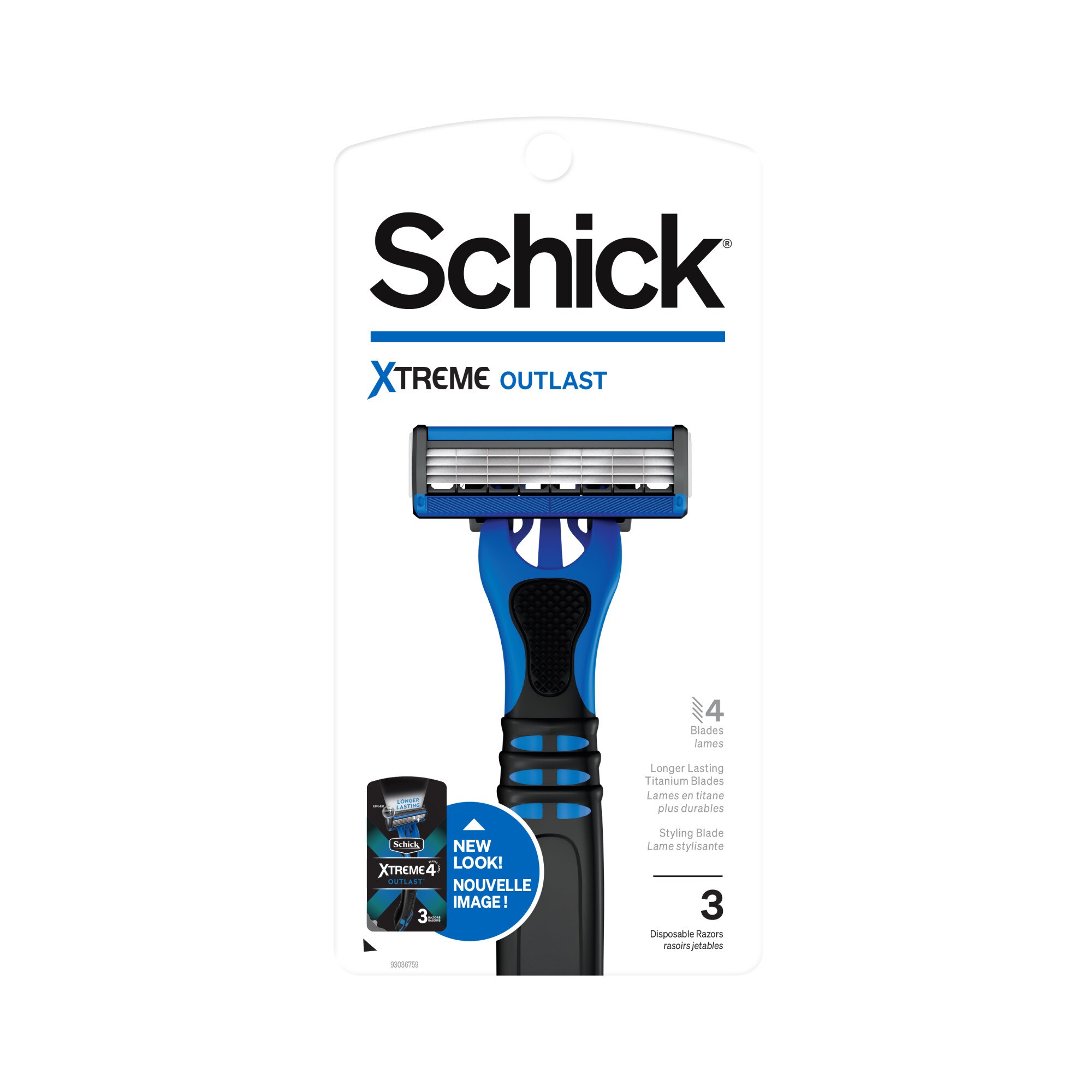 Schick Xtreme Outlast 4-Blade Disposable Razors, 3 CT