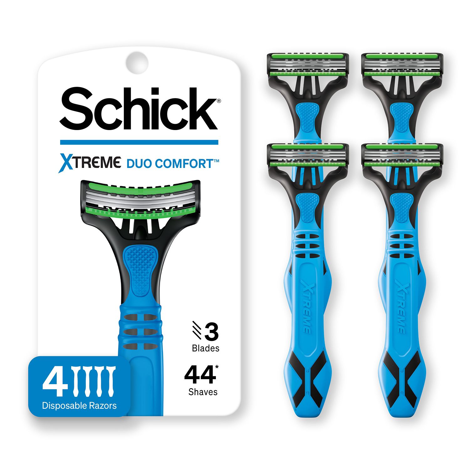 Schick Xtreme Duo Comfort 3-Blade Disposable Razors, 4 CT