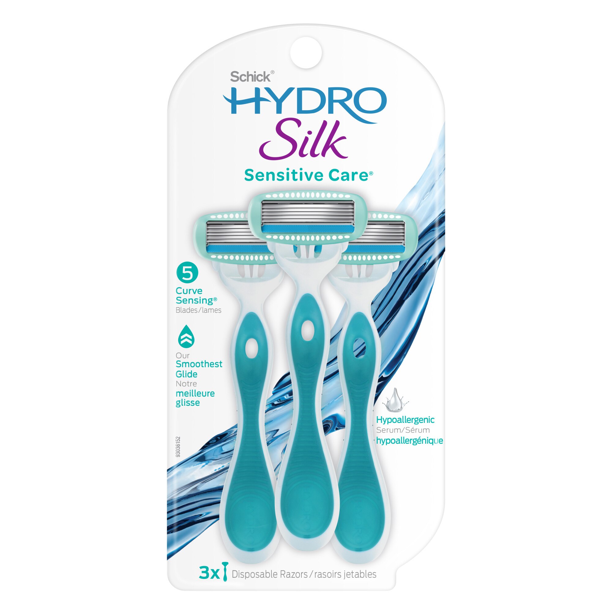 Schick Hydro Silk Sensitive Care 5-Blade Disposable Razors, 3 CT