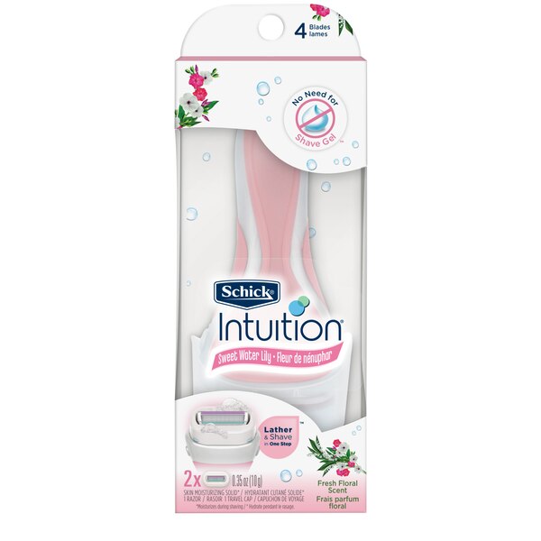 Schick Intuition Fresh Gardenia Women's Razor Handle + 2 Refill Razor Blades