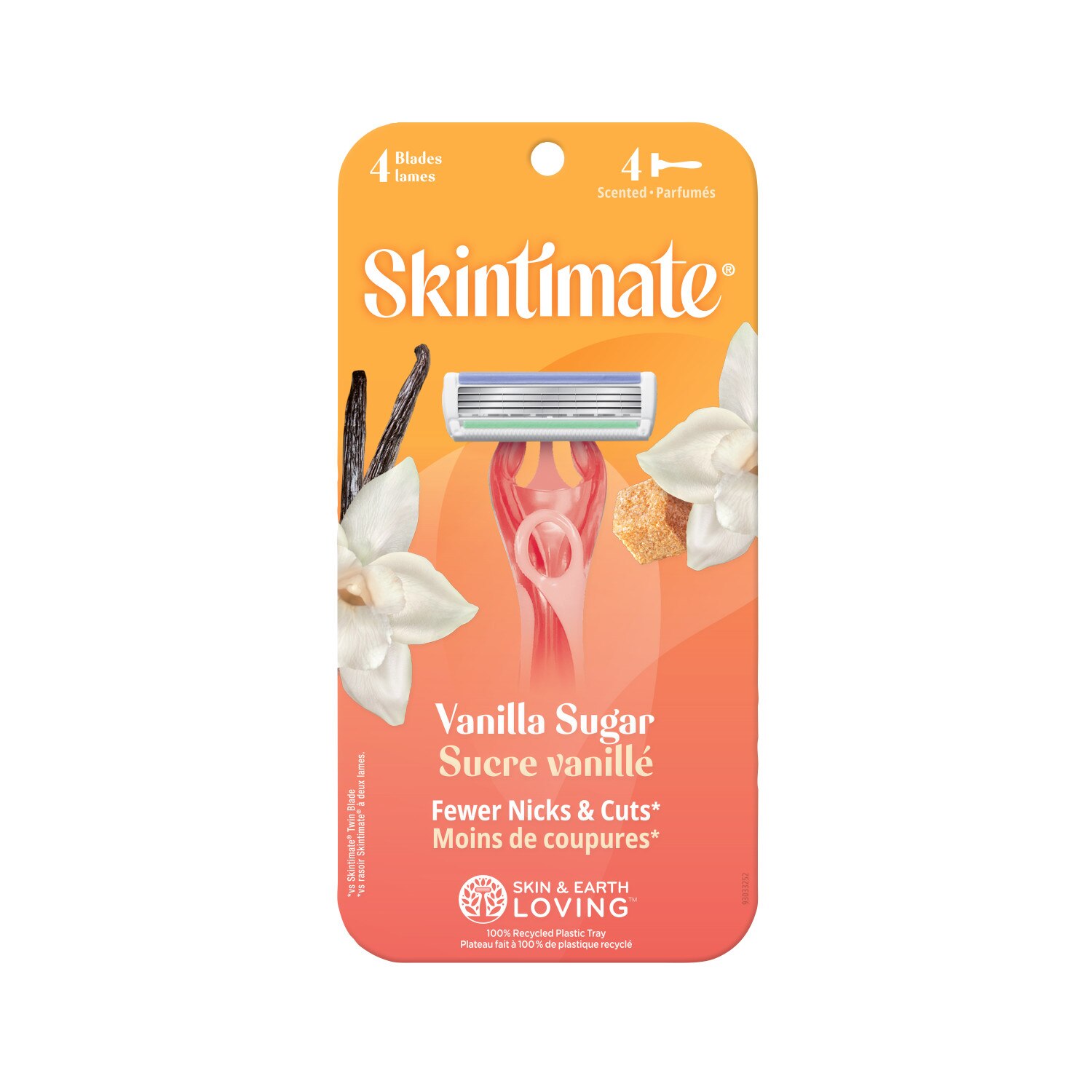 Schick Skintimate Exfoliating Vanilla 4-Blade Disposable Razors, 3 CT