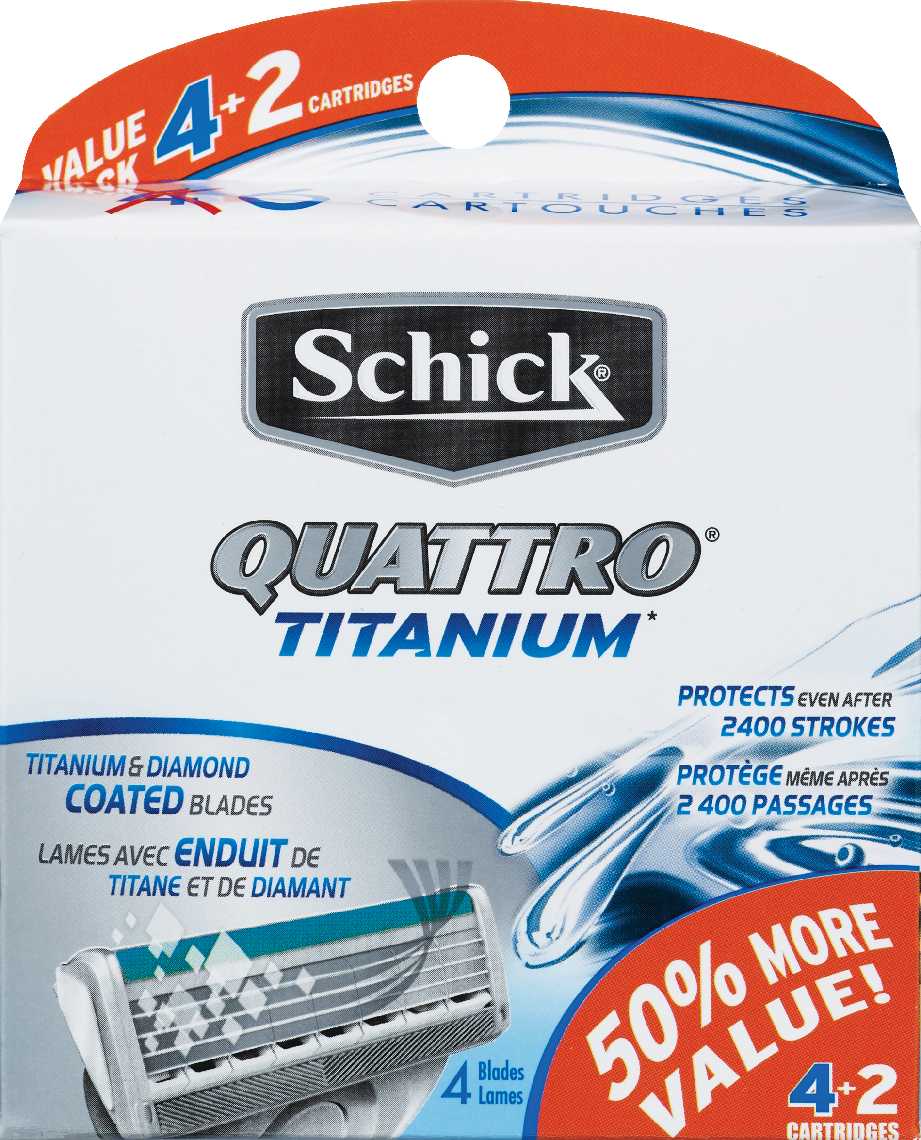 Schick Quattro Titanium 4-Blade Razor Blade Refills