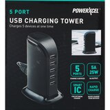 Powerxcel 5 Port USB Charging Tower, thumbnail image 1 of 4