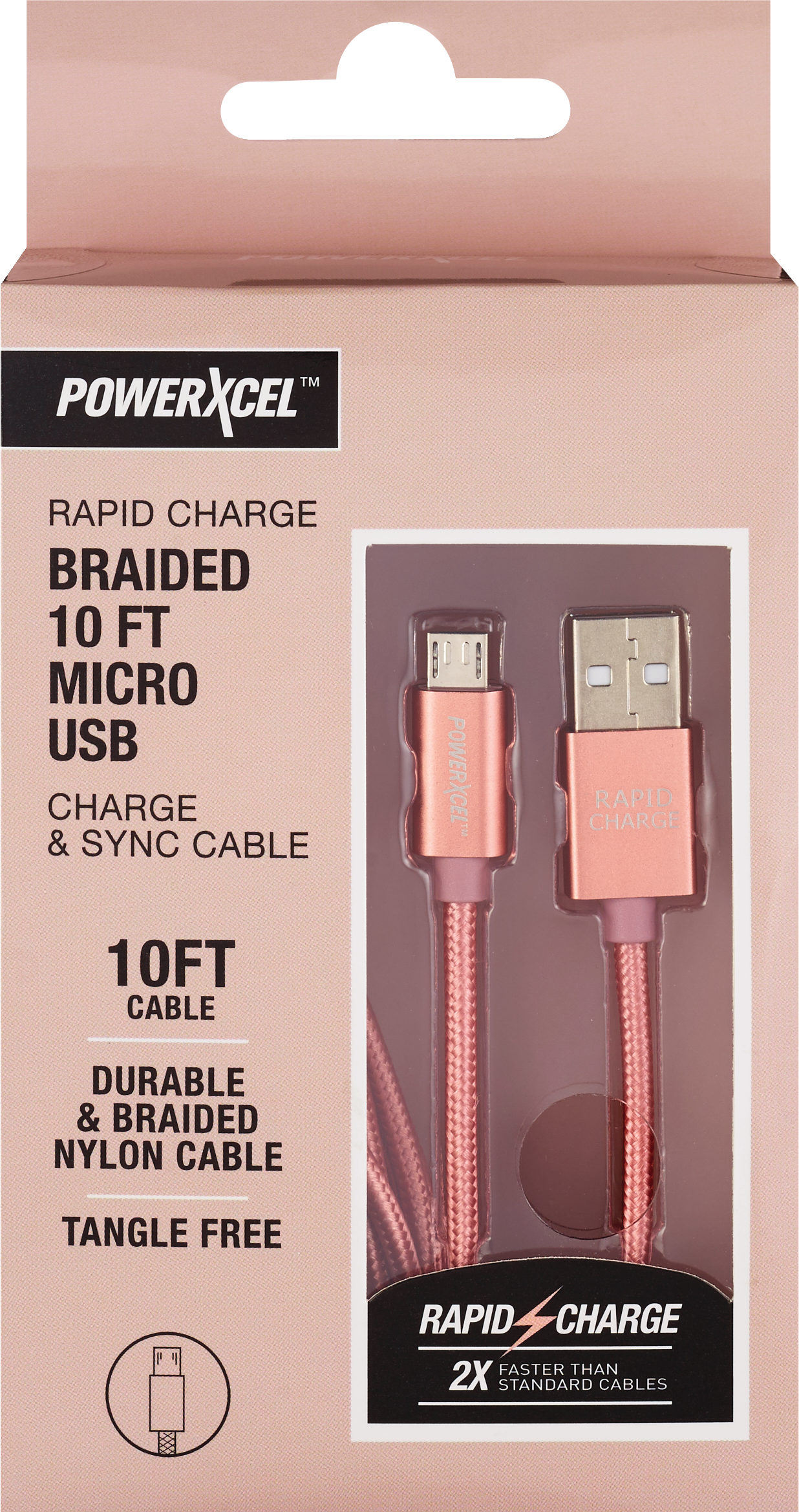 Rapid Charge Braided 10Ft Micro USB Charge & Sync Cable