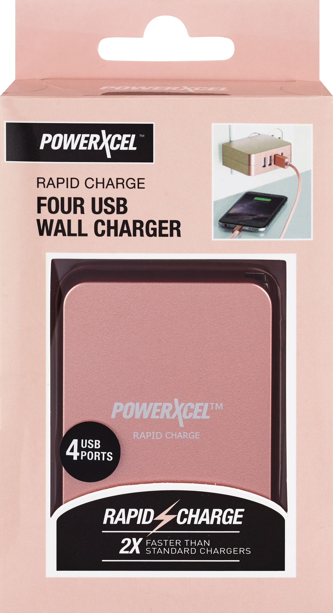 Rapid Charge 4 USB Wall Charger, Rose Gold