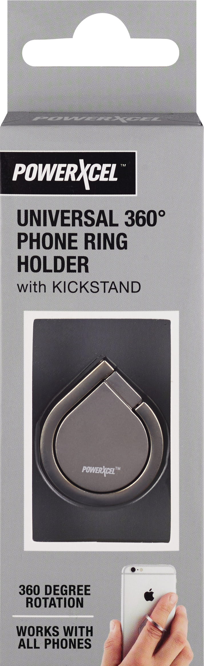 Universal 360 Degree Phone Ring Holder with Kickstand, Silver