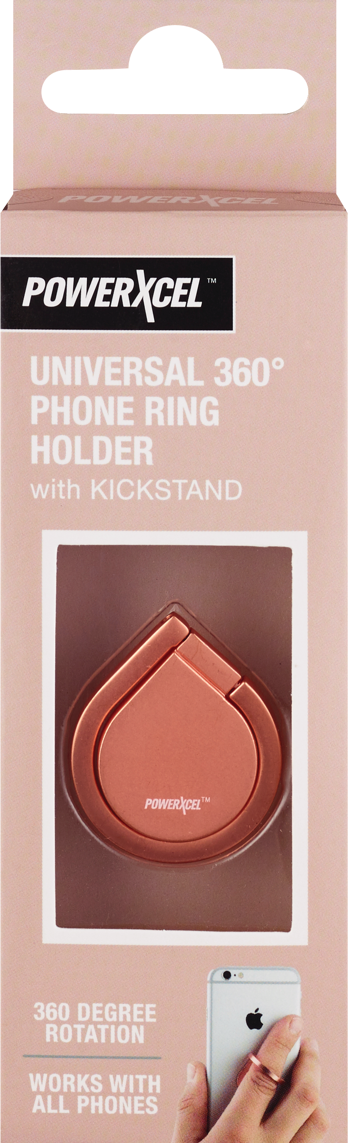 Universal 360 Degree Phone Ring Holder with Kickstand, Rose Gold