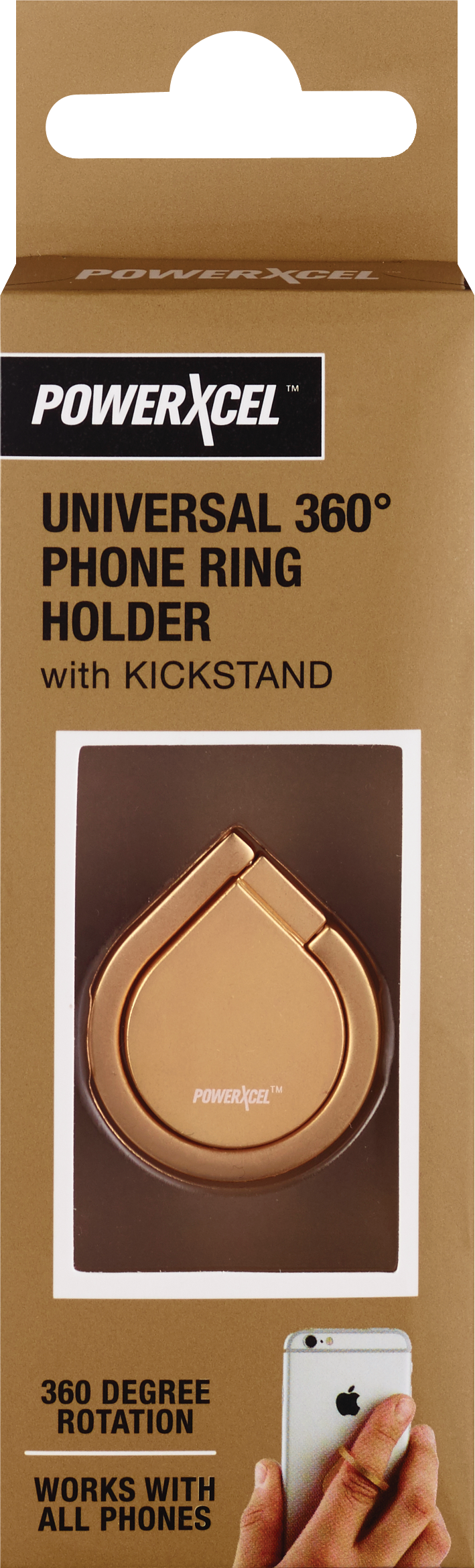 Universal 360 Degree Phone Ring Holder with Kickstand, Gold