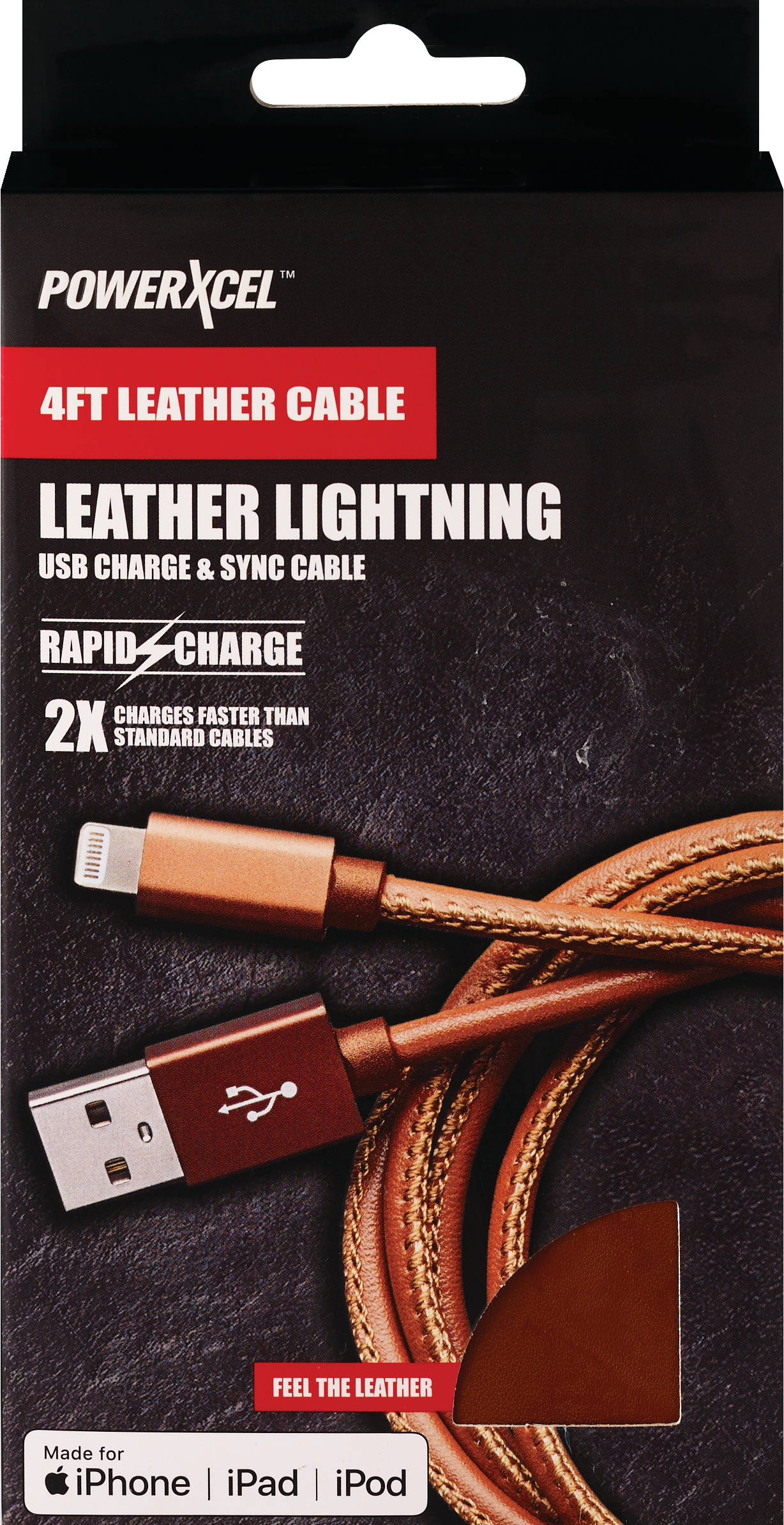 PowerXcel Lightning Leather Cable - Saddle Color