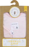 Burt's Bees Striped Coverall & Solid Hat, Blossom Pink, 3-6 Months, thumbnail image 1 of 1