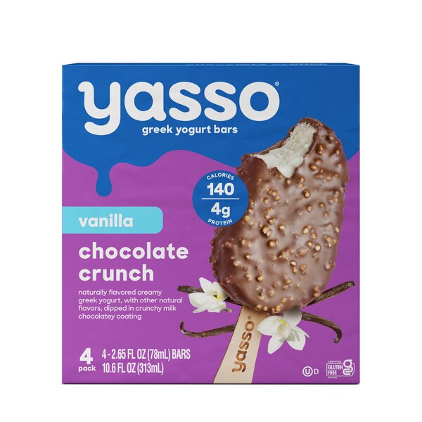 Yasso, Greek Yogurt Bars, Vanilla Chocolate Crunch, 4 CT