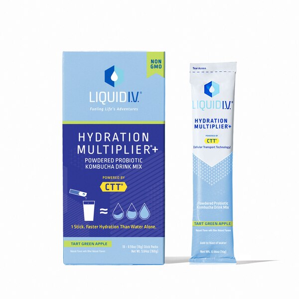 Liquid I.V. Hydration Multiplier + Powdered Probiotic Kombucha Drink Mix, Tart Green Apple