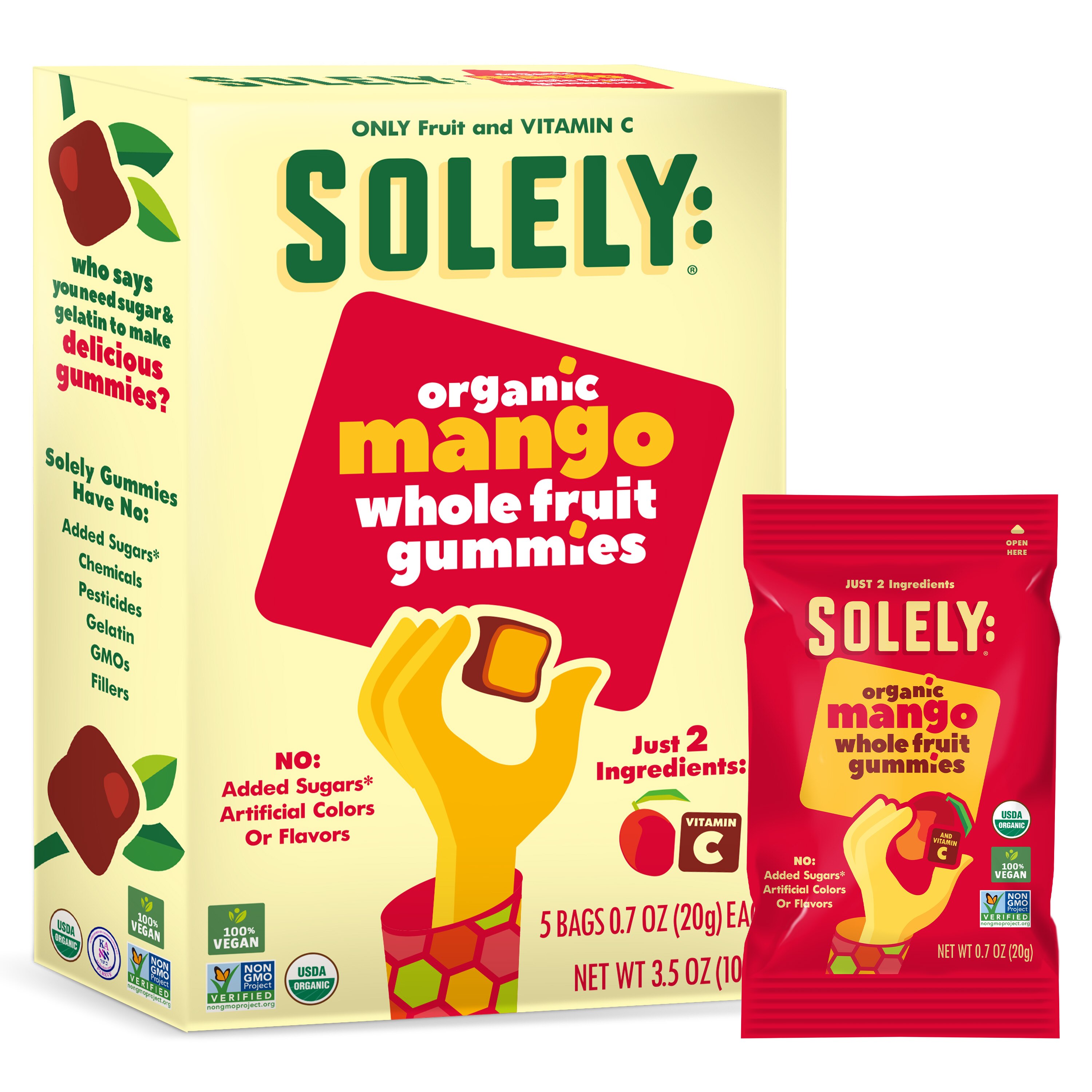 Solely Organic Mango Whole Fruit Gummies, 5 ct, 3.5 oz