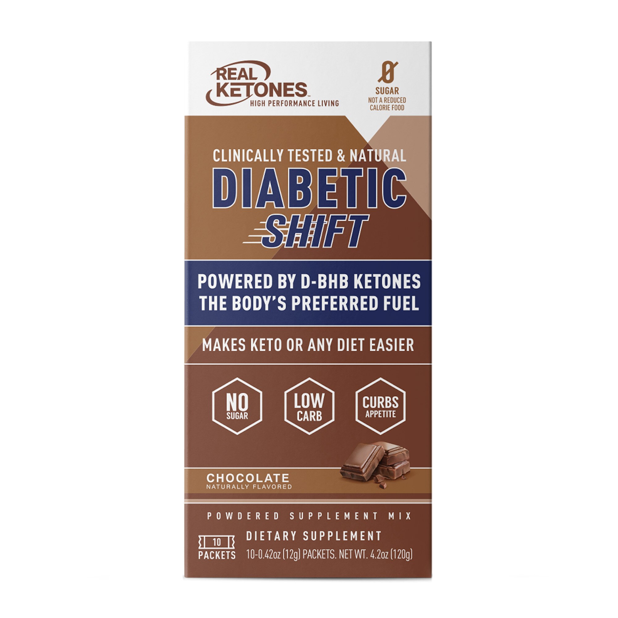 Real Ketones Diabetic Chocolate Stick Packs, 10 CT