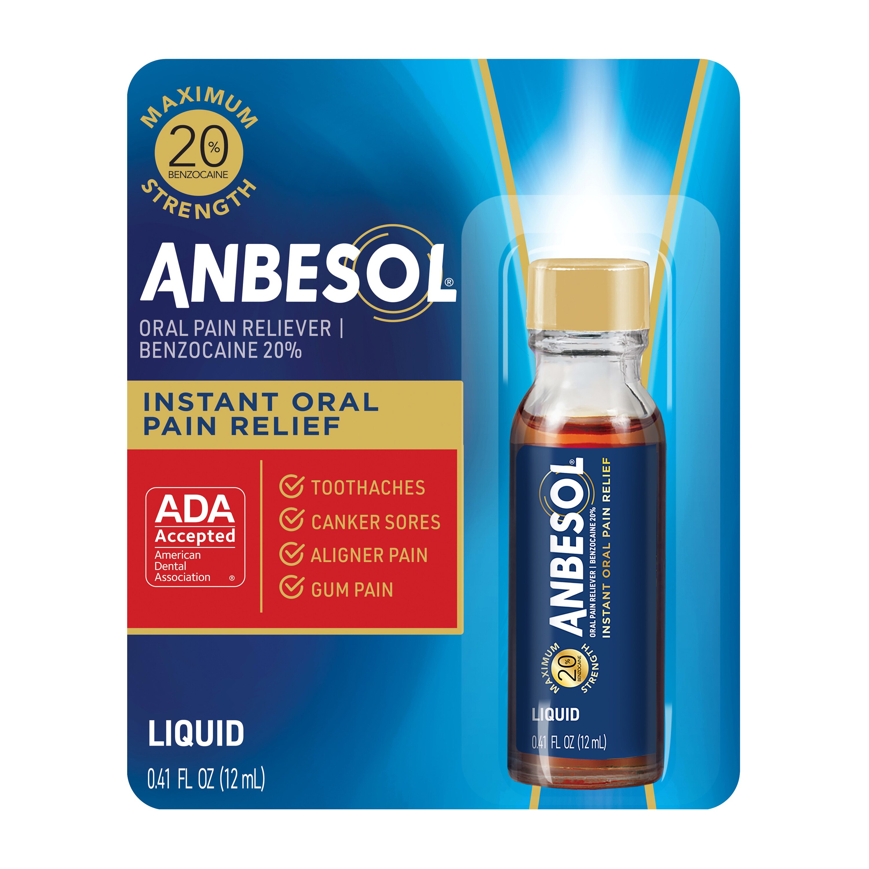 Anbesol Oral Pain Reliever, Benzocaine 20% Maximum Strength Gel