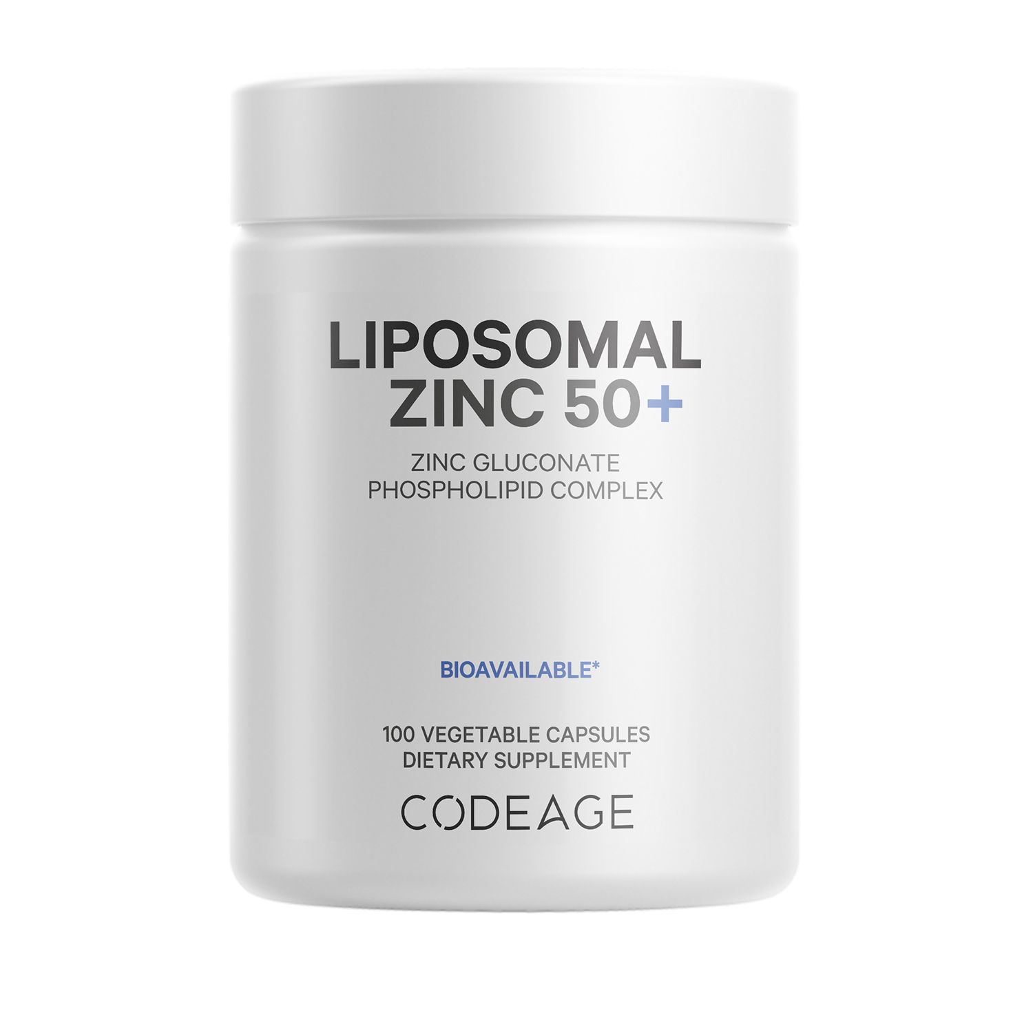 Codeage Liposomal Zinc, 3-Month + Supply, Zinc Gluconate Essential Mineral Vegan Supplement, Non-GMO, 100 CT