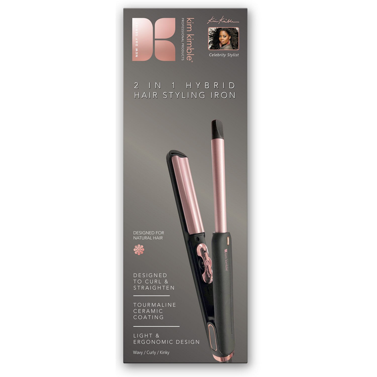 Kim Kimble 2-in-1 Hybrid Styling Hair Waver & Curling Iron