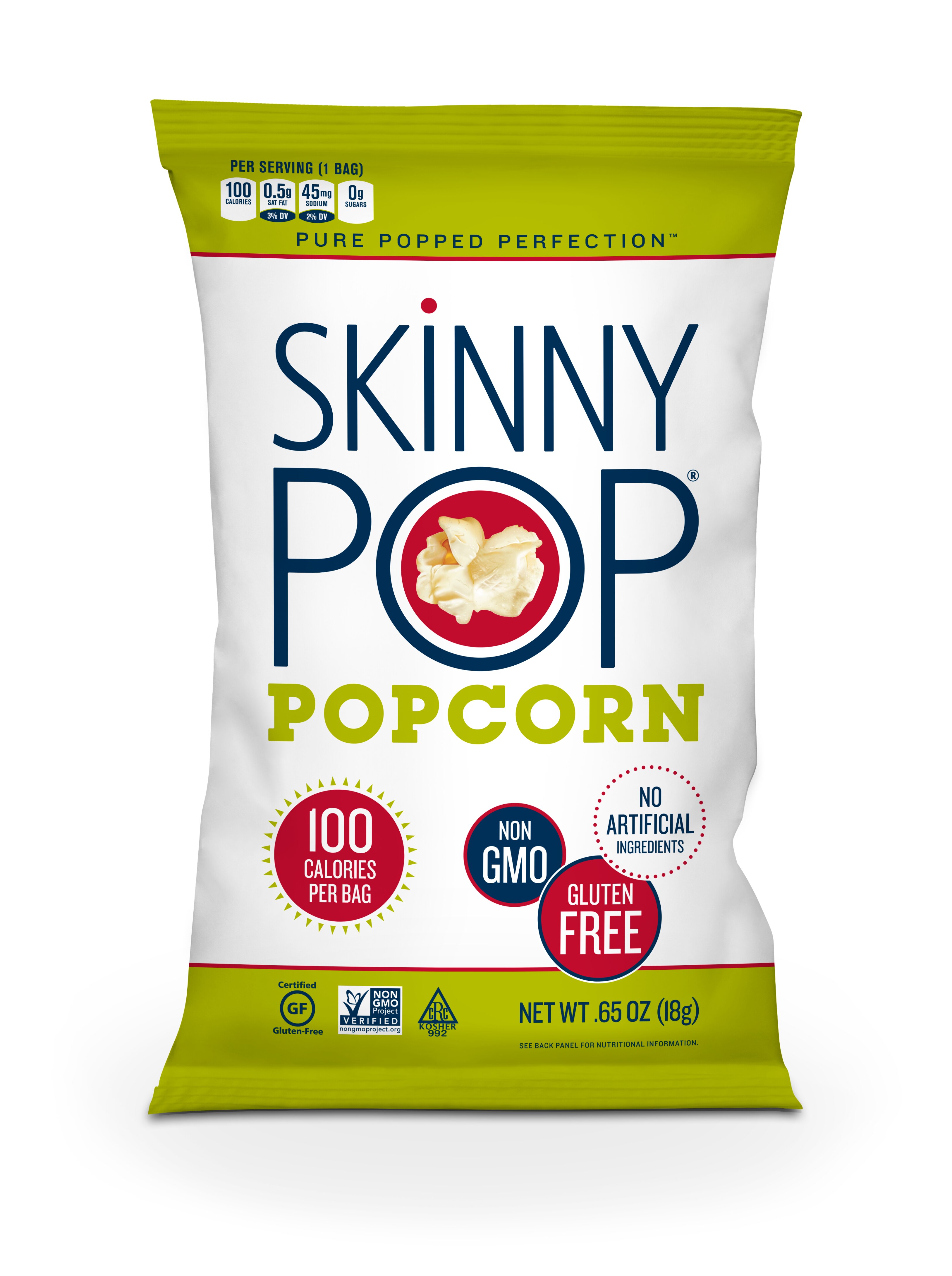 SkinnyPop Original Popcorn 100 Calorie Bag, 0.65 oz