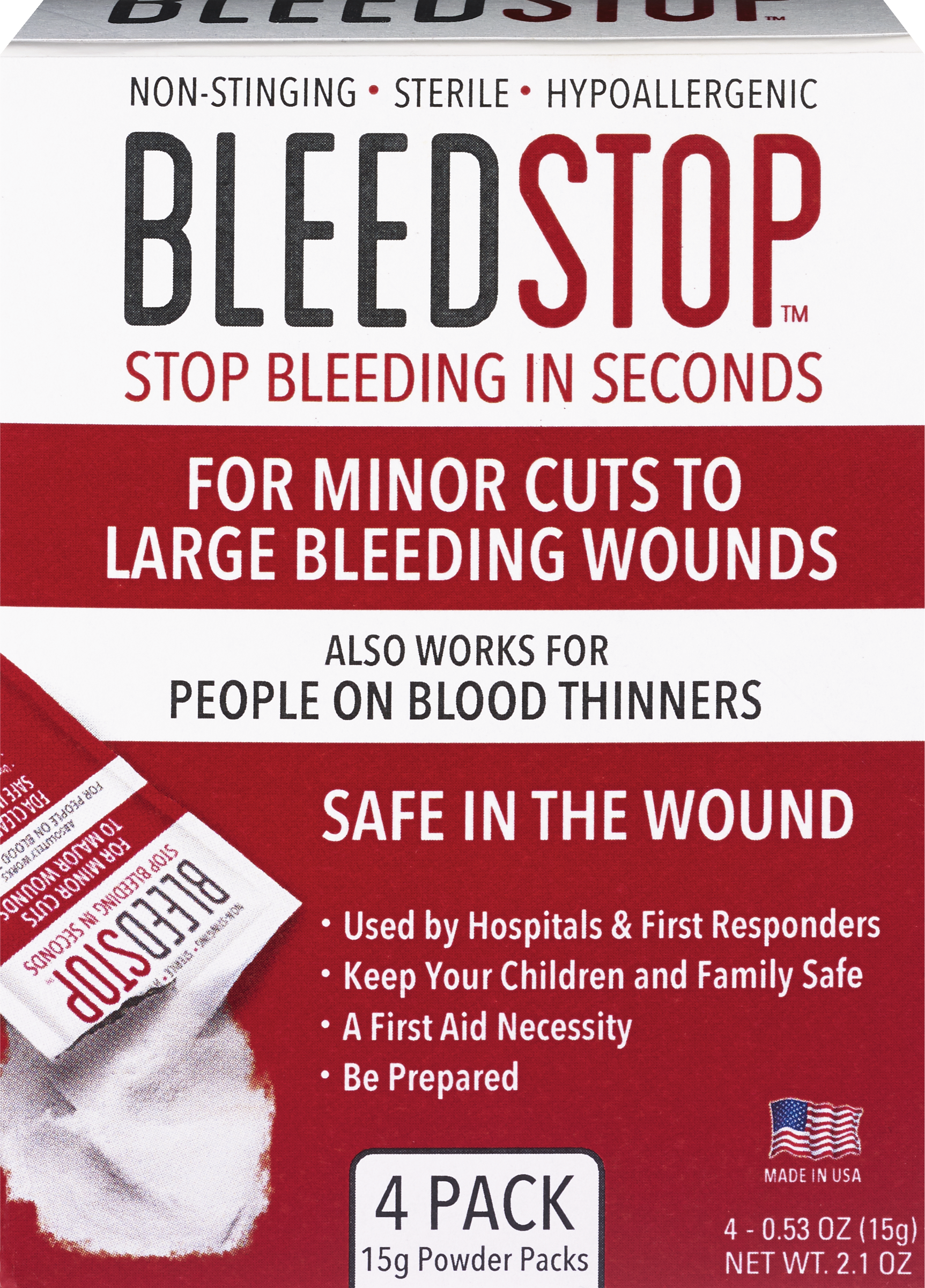 BleedStop for Minor Cuts to Large Bleeding Wounds