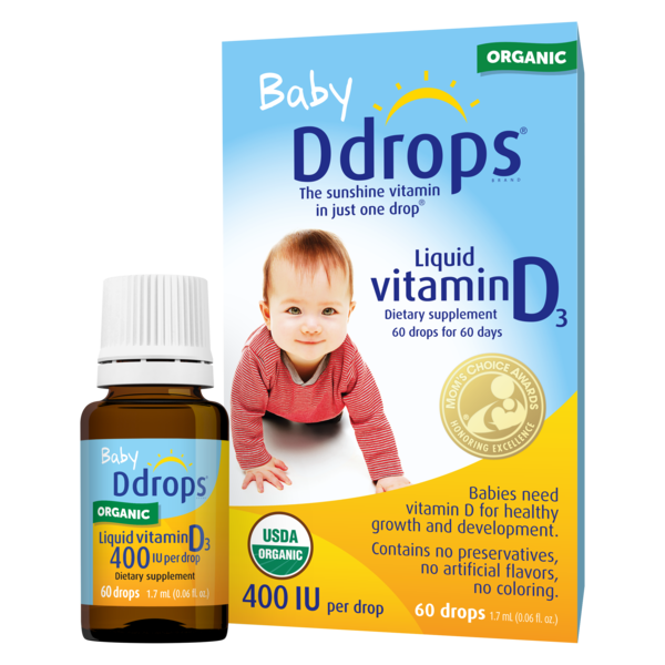 Baby Ddrops Organic Liquid Vitamin D3 Drops, 60 drops