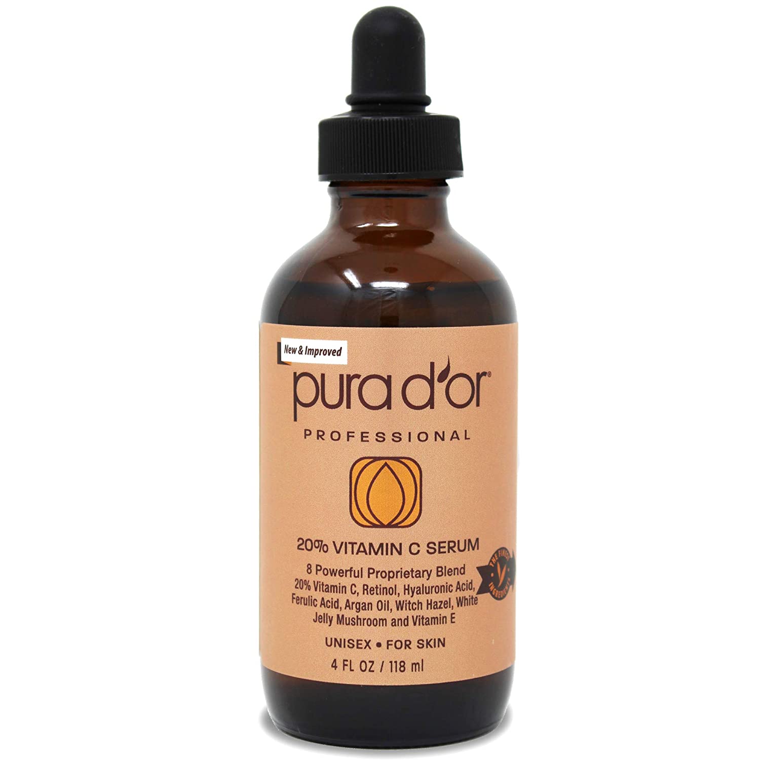 Pura d'or 20% Vitamin C Serum, 4 OZ