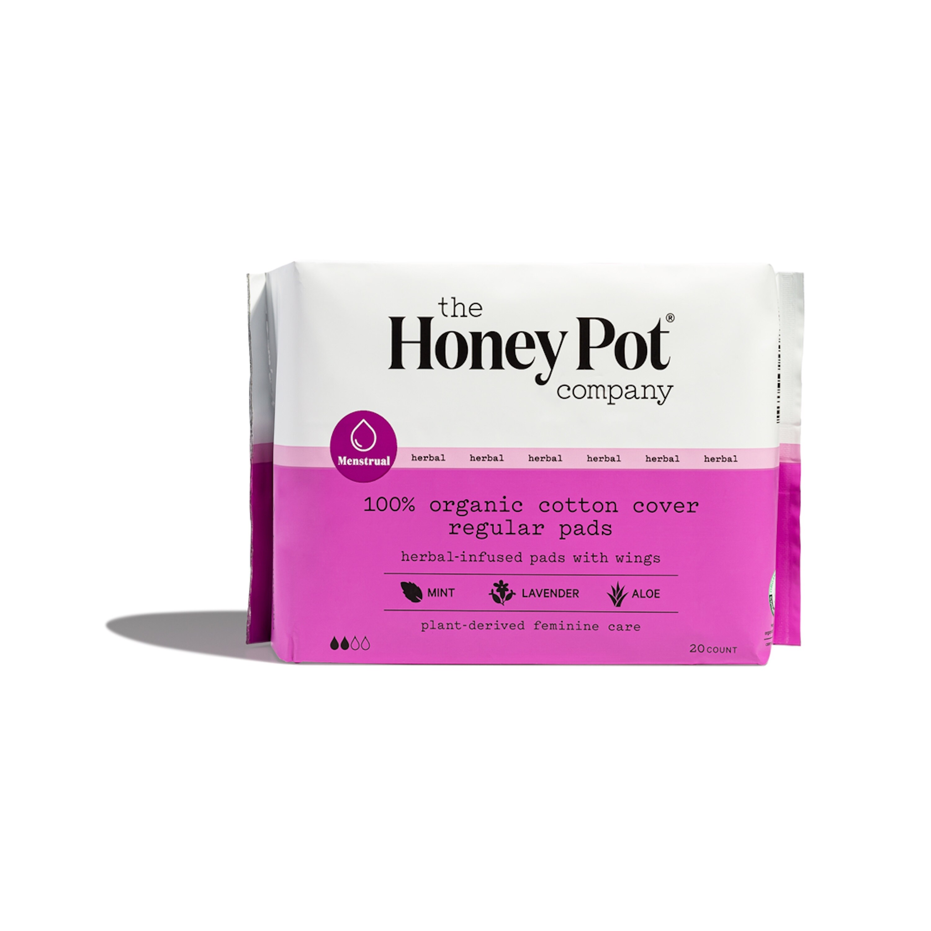 The Honey Pot Company Organic Cotton Pads, Regular, 20 CT