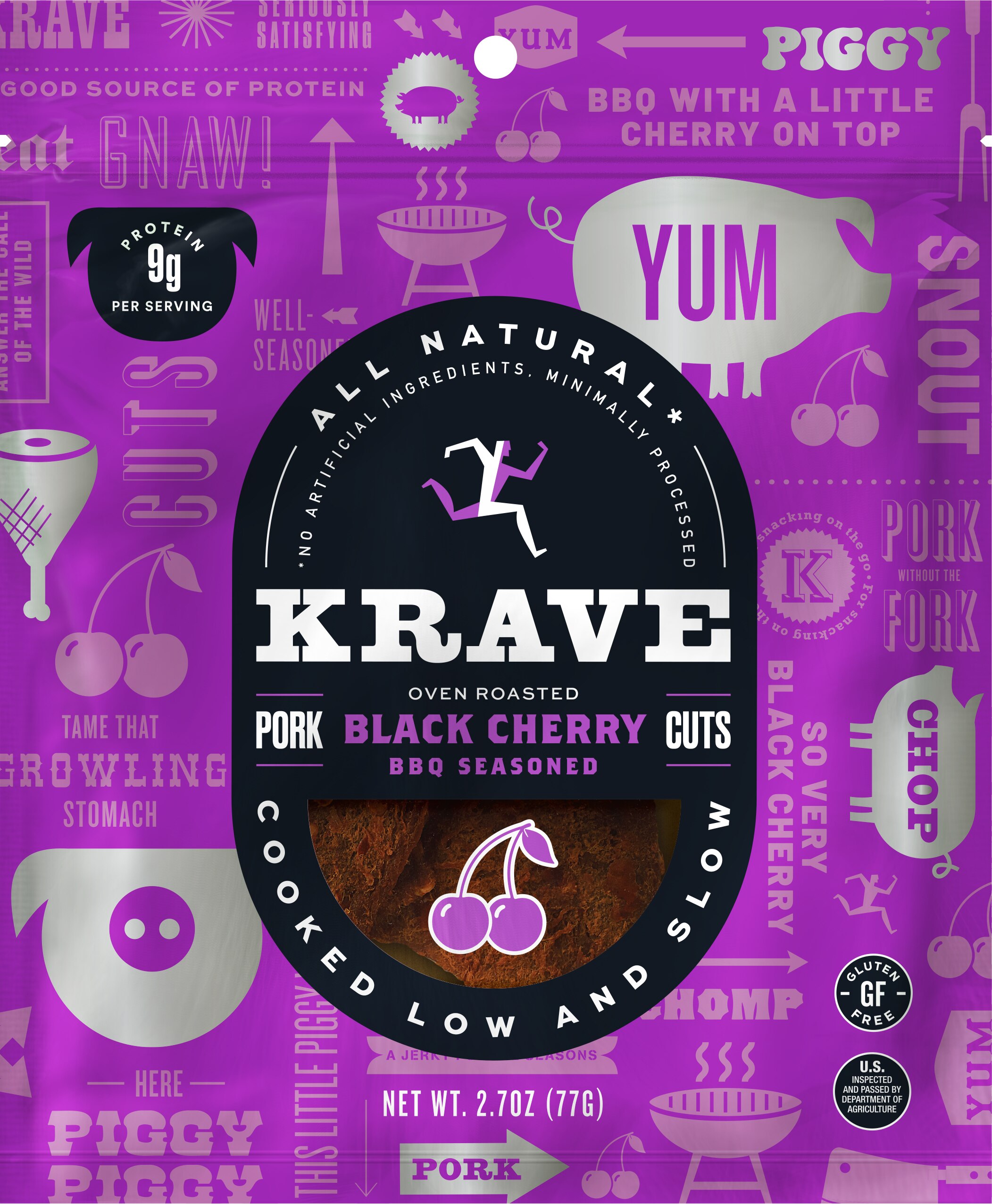 KRAVE Gourmet Pork Cuts, Black Cherry Barbecue Flavor, 2.7 oz