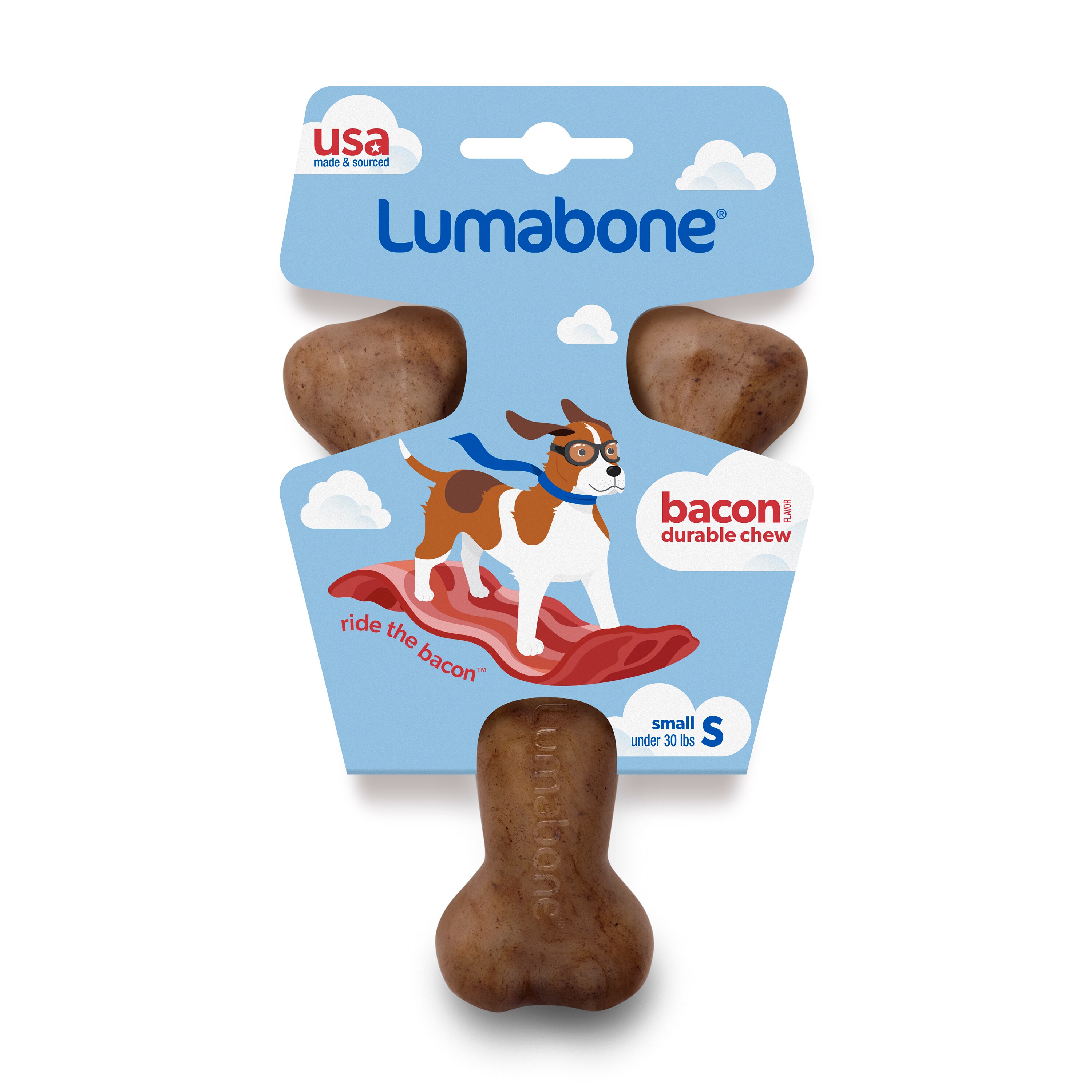 Lumabone Wishbone Bacon Flavor Dog Chew Toy, Small