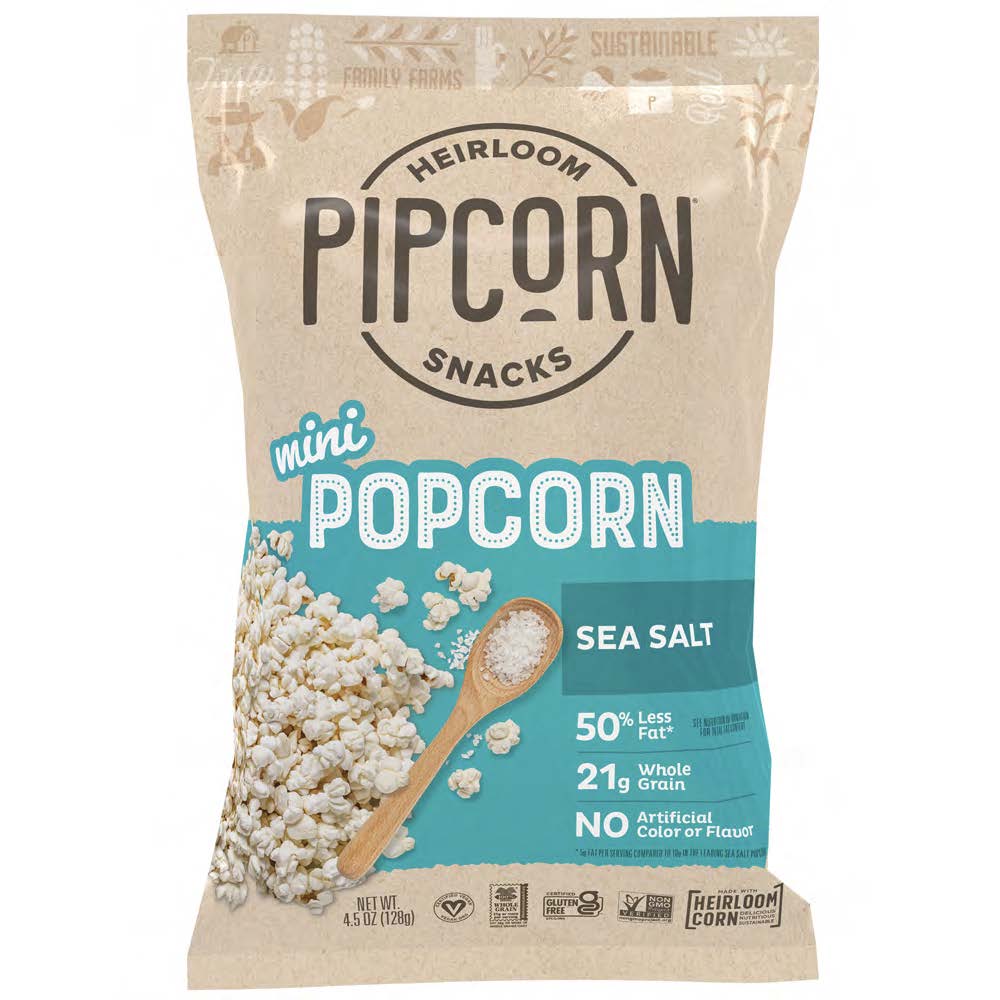 Pipcorn Heirloom Snacks, Sea Salt Mini Popcorn, 4.5 oz